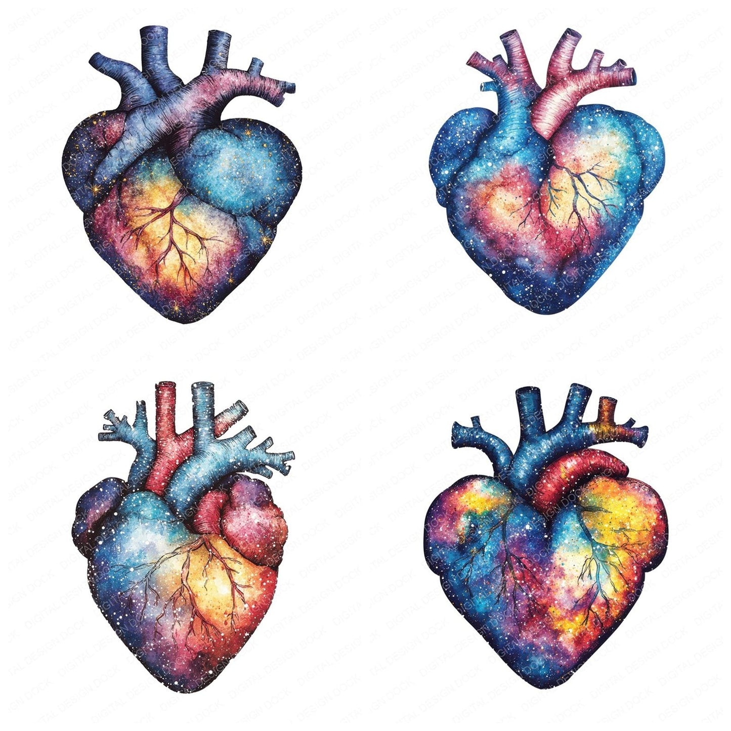 Cosmic Theme Heart Clipart Set (DDD005014)