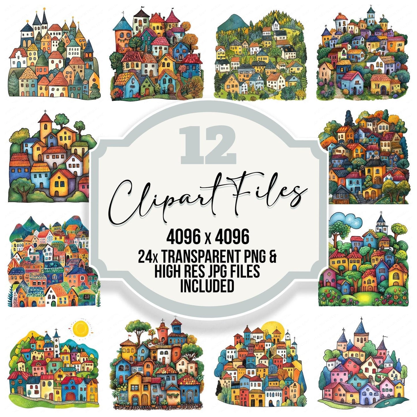 Cozy Mountain Village Clipart Set (DDD005021)
