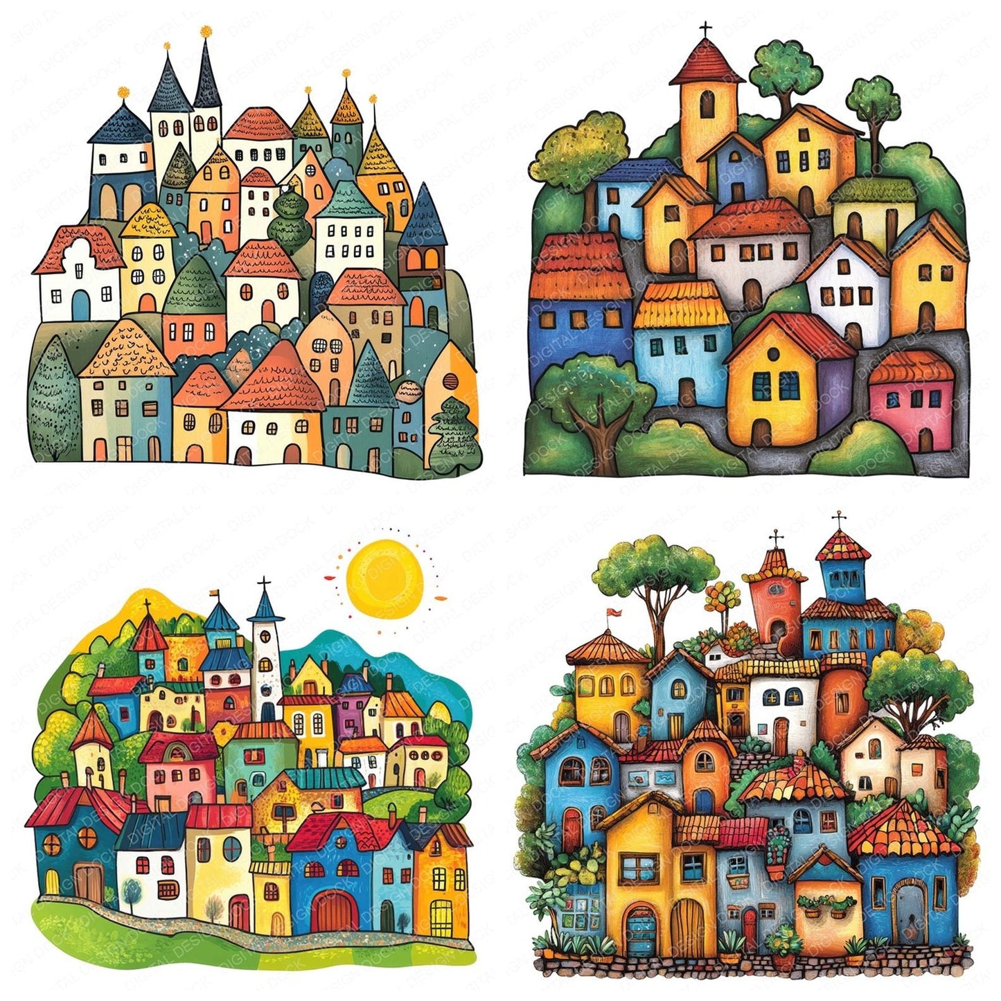 Cozy Mountain Village Clipart Set (DDD005021)