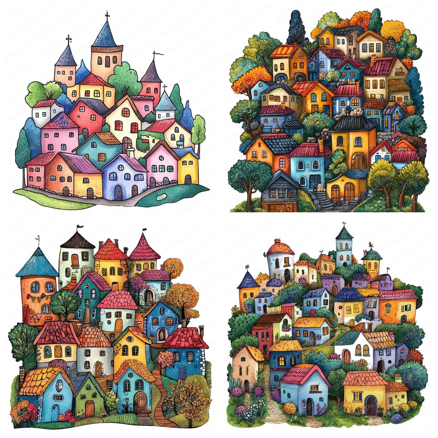 Cozy Mountain Village Clipart Set (DDD005021)
