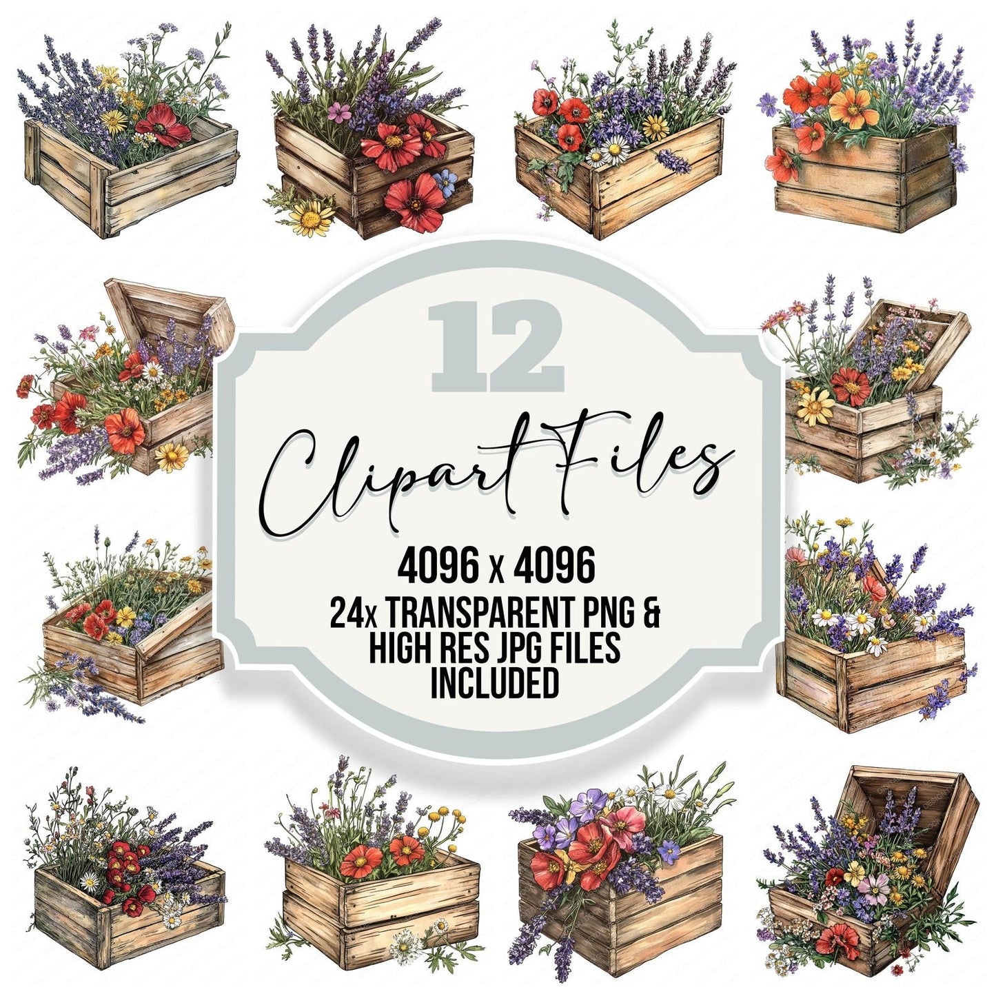 Crate of Wildflowers Clipart Set (DDD005024)