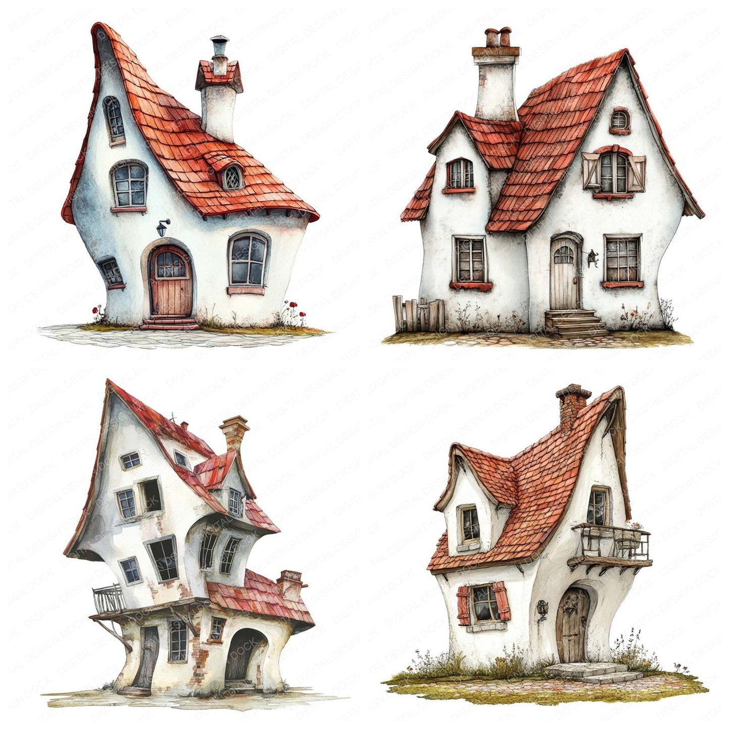 Crooked Old Cottage Clipart Set (DDD005032)