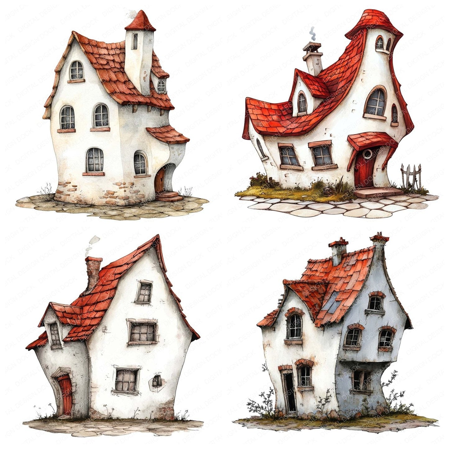 Crooked Old Cottage Clipart Set (DDD005032)