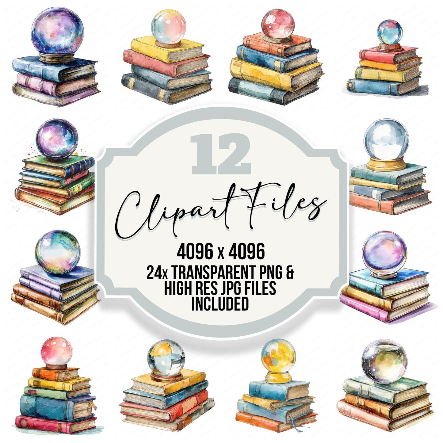 Crystal Ball and Books Clipart Set (DDD005045)