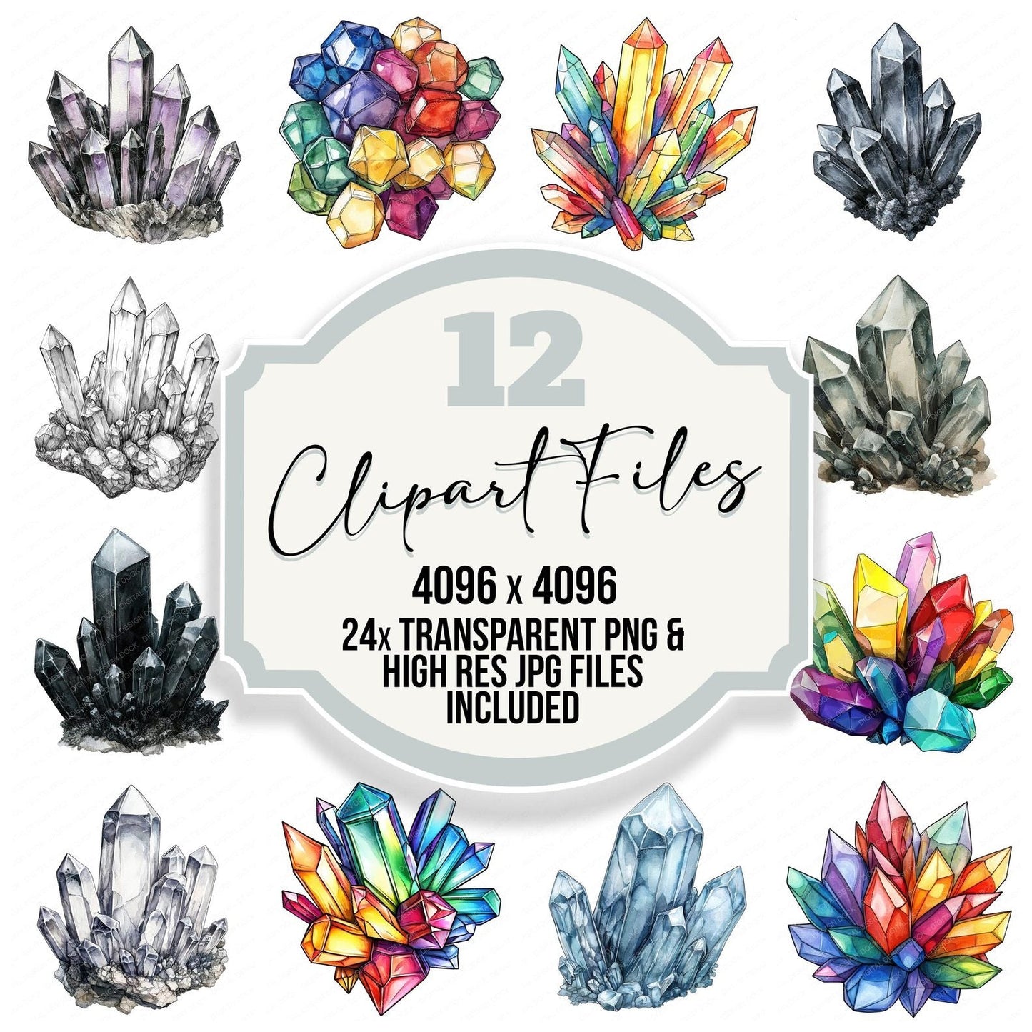 Crystal Cluster Clipart Set (DDD005046)