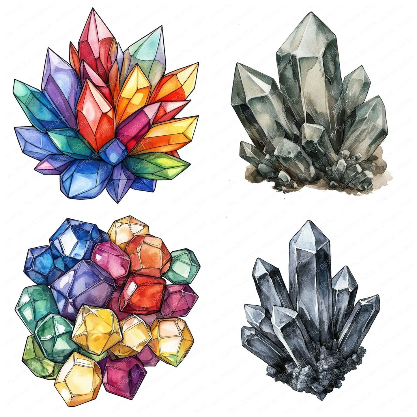 Crystal Cluster Clipart Set (DDD005046)