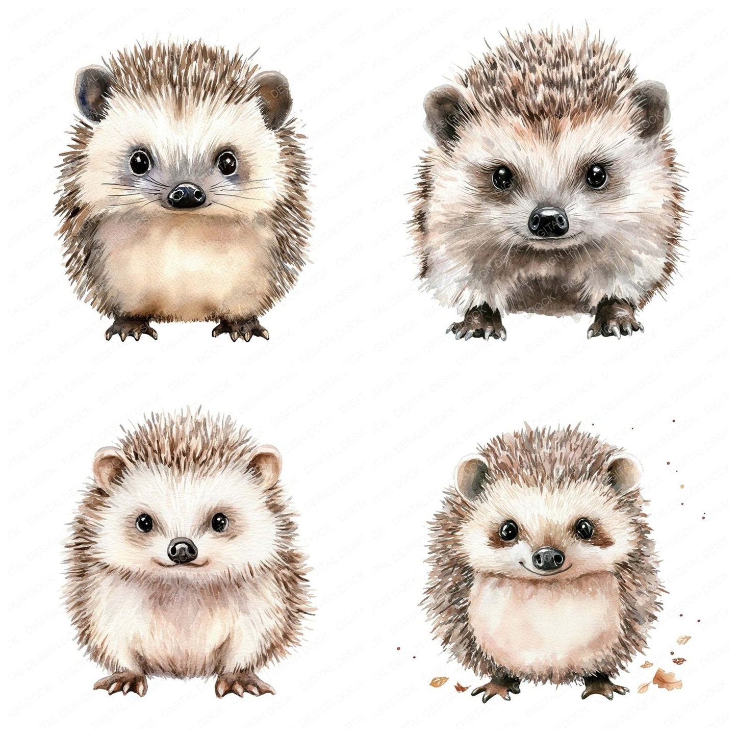 Curious Watercolour Hedgehog Clipart Set (DDD005056)