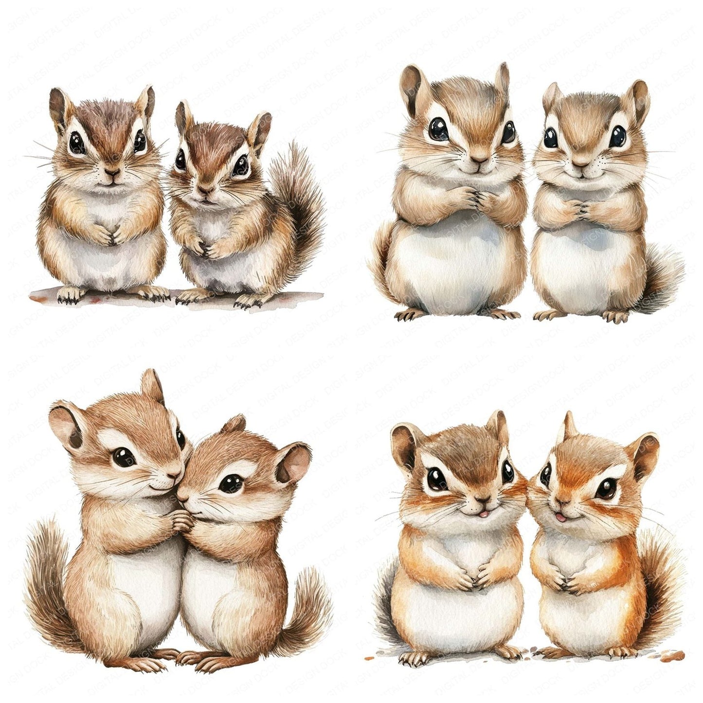 Cute Chipmunk Friends Clipart Set (DDD005062)