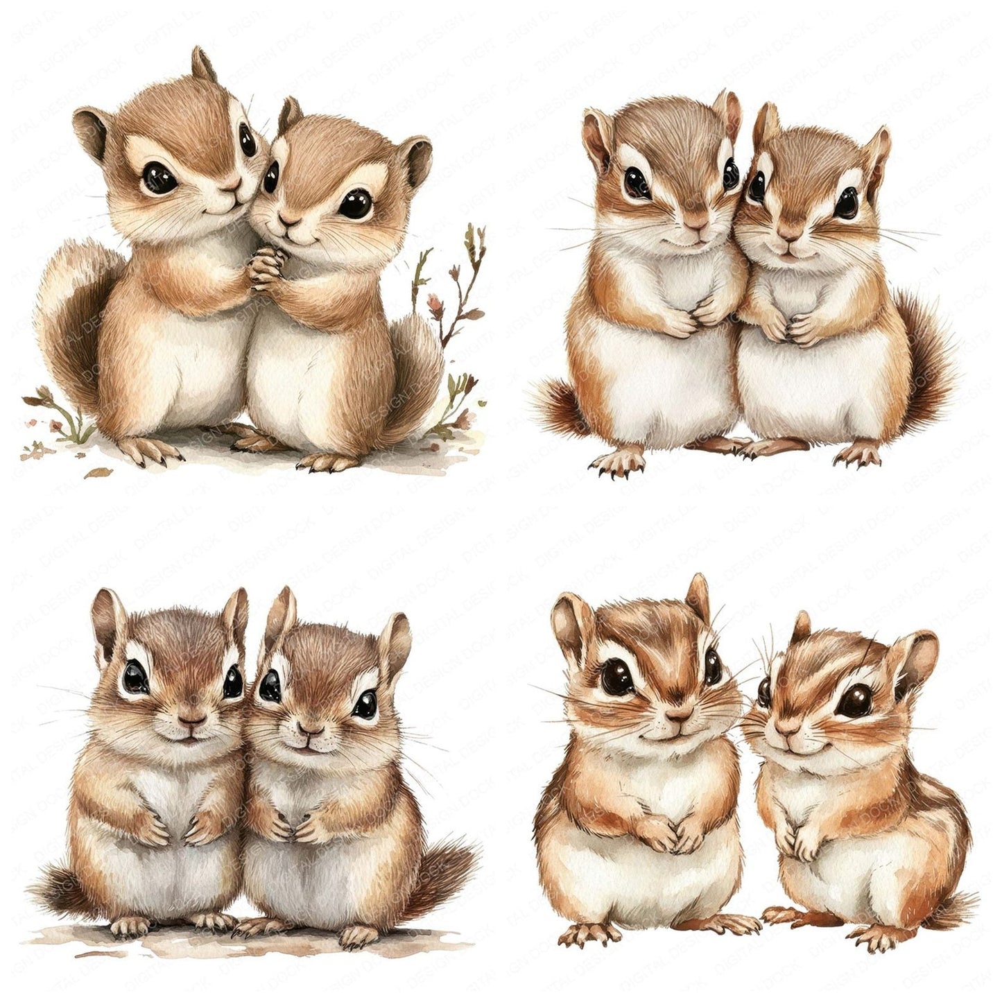 Cute Chipmunk Friends Clipart Set (DDD005062)