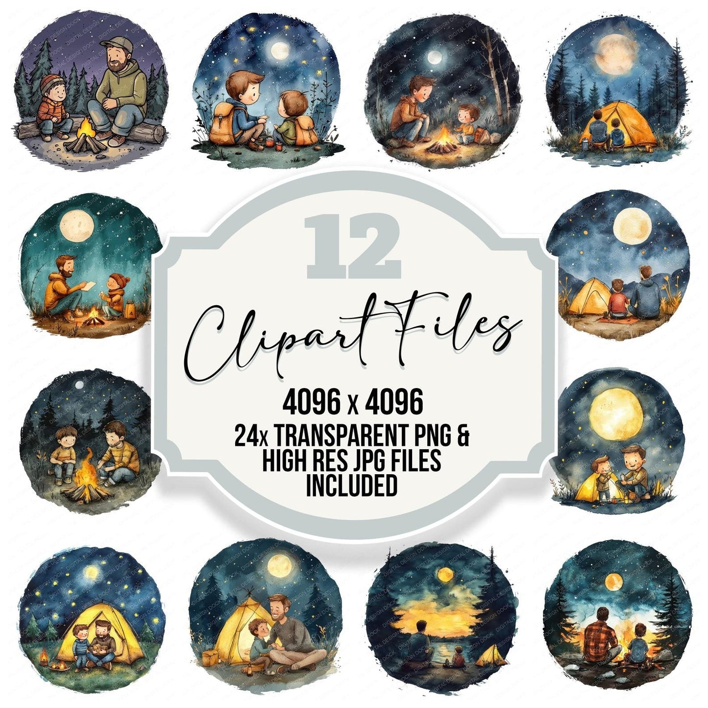 Dad and Son Camping Trip Clipart Set (DDD005084)