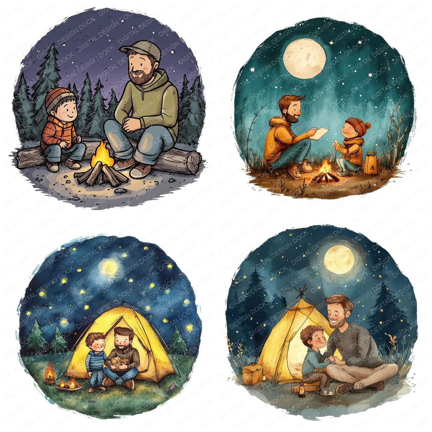 Dad and Son Camping Trip Clipart Set (DDD005084)