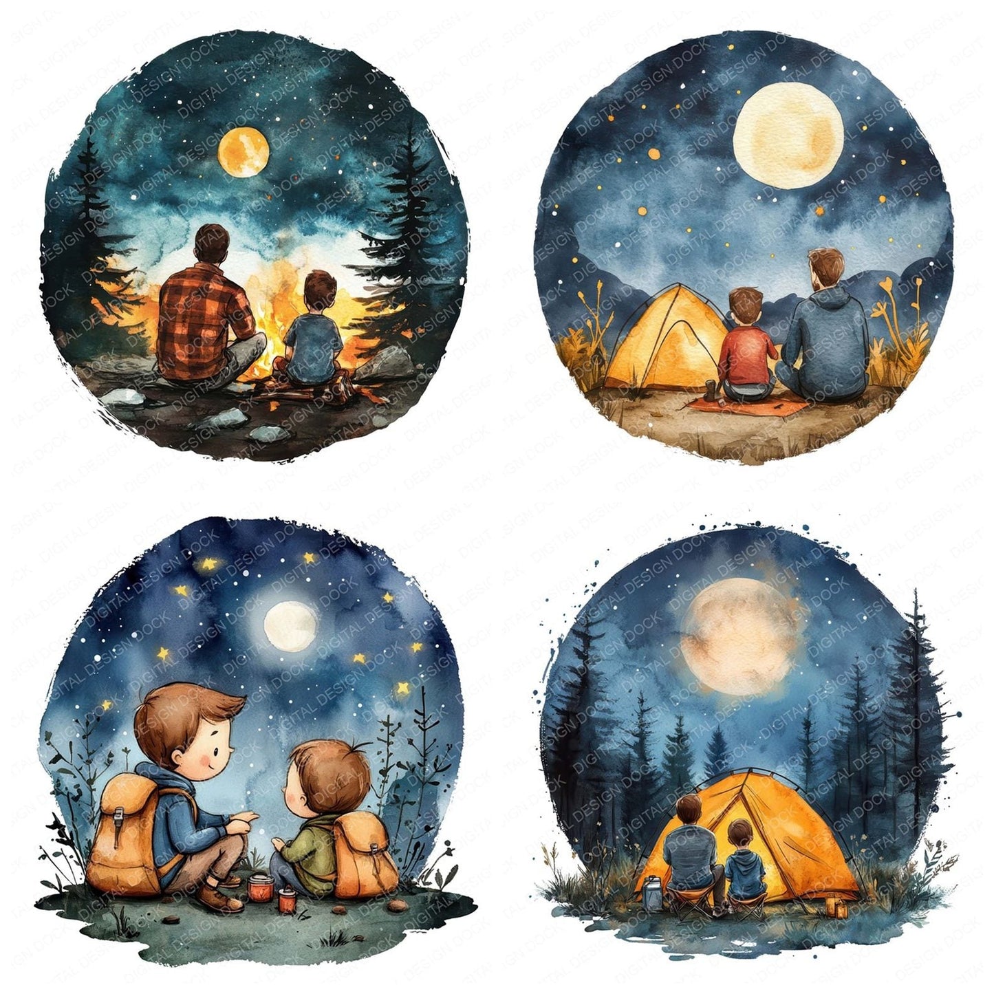 Dad and Son Camping Trip Clipart Set (DDD005084)