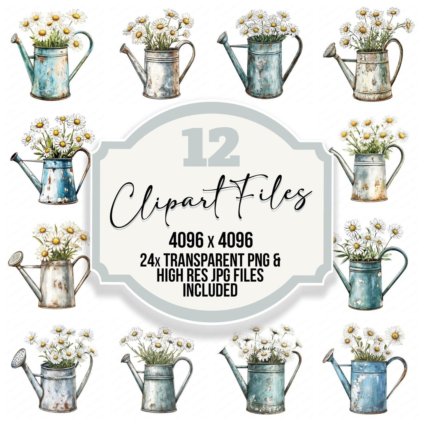 Daisy Watering Can Clipart Set (DDD005087)