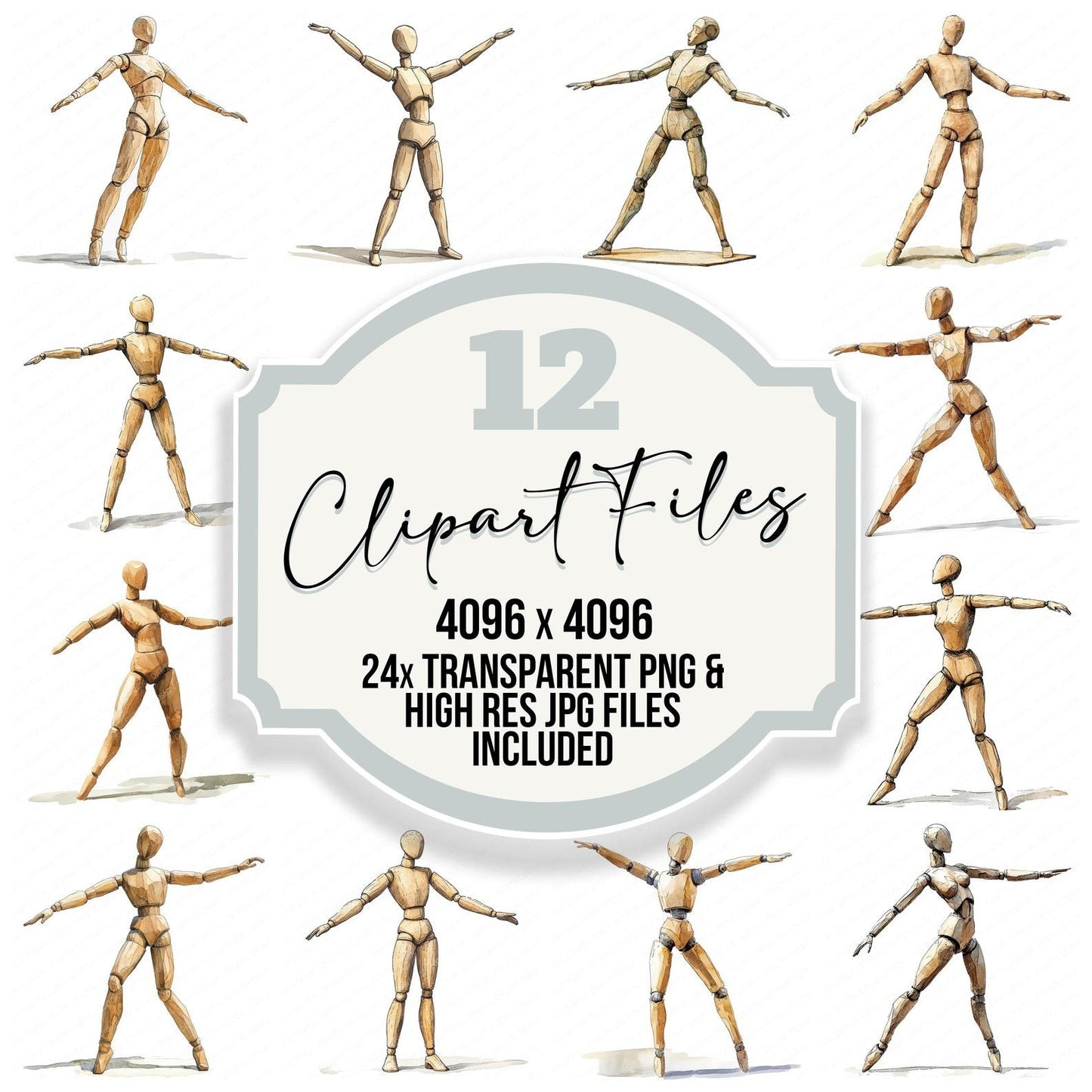 Dancing Artists Mannequin Clipart Set (DDD005089)