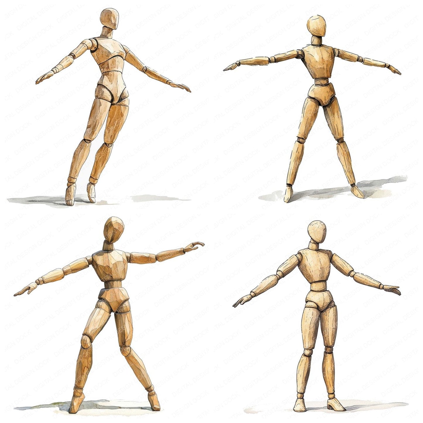 Dancing Artists Mannequin Clipart Set (DDD005089)