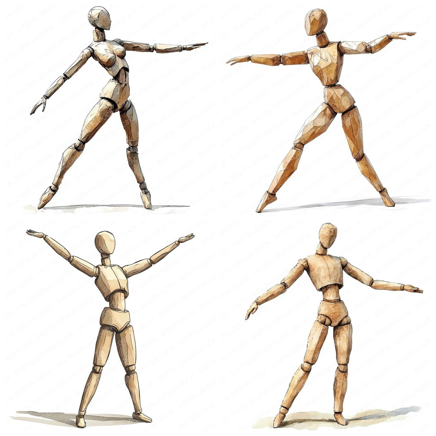 Dancing Artists Mannequin Clipart Set (DDD005089)