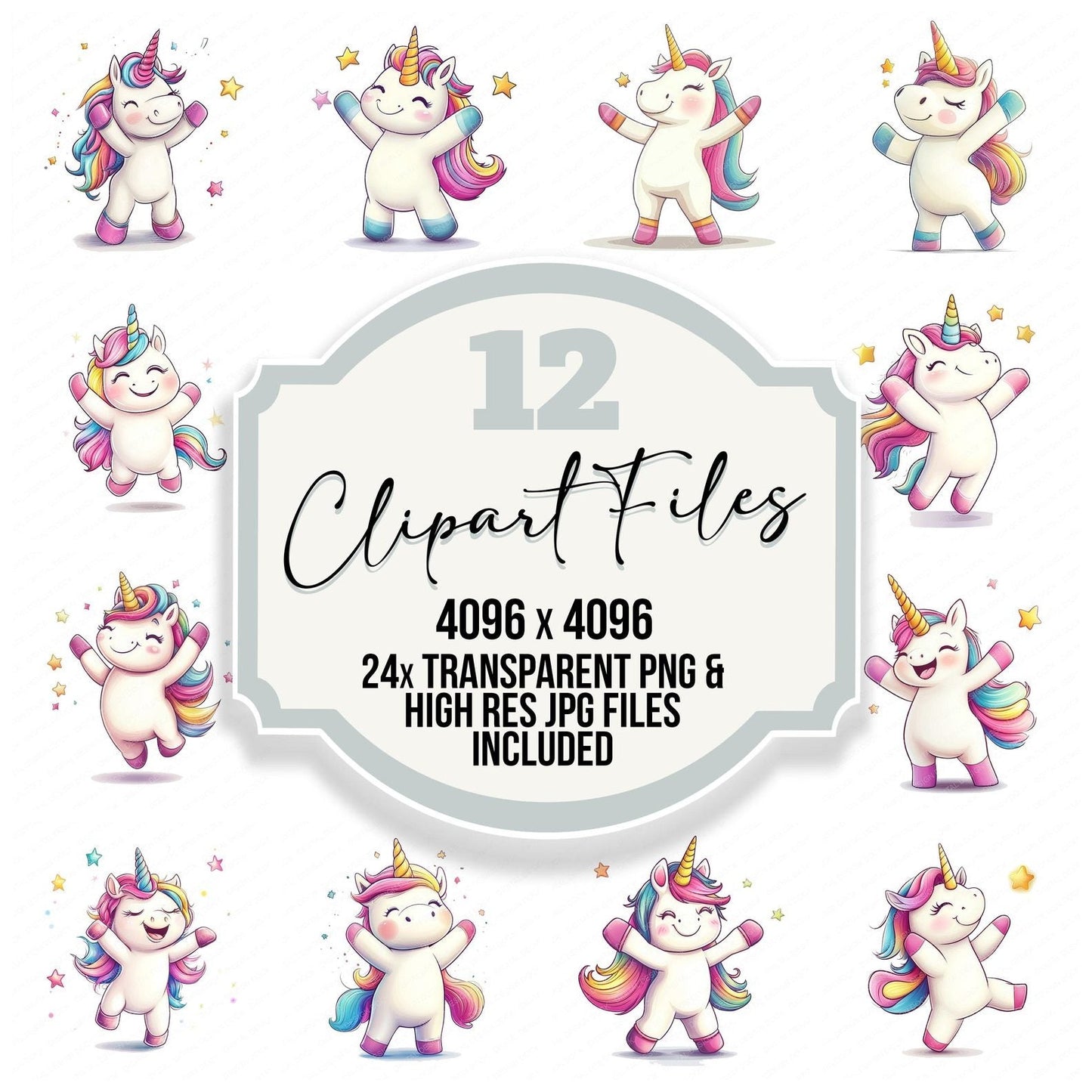 Dancing Unicorn Clipart Set (DDD005090)