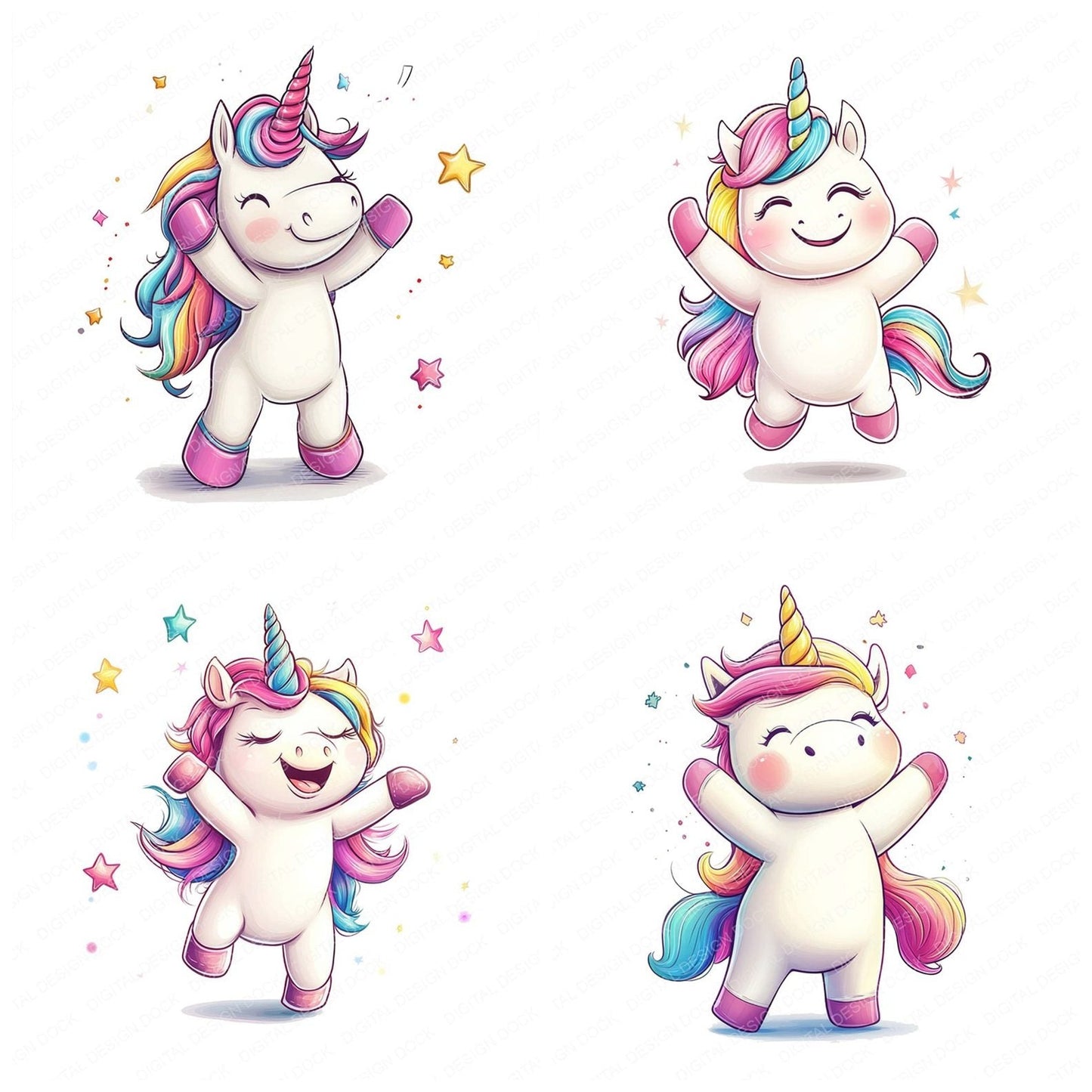 Dancing Unicorn Clipart Set (DDD005090)