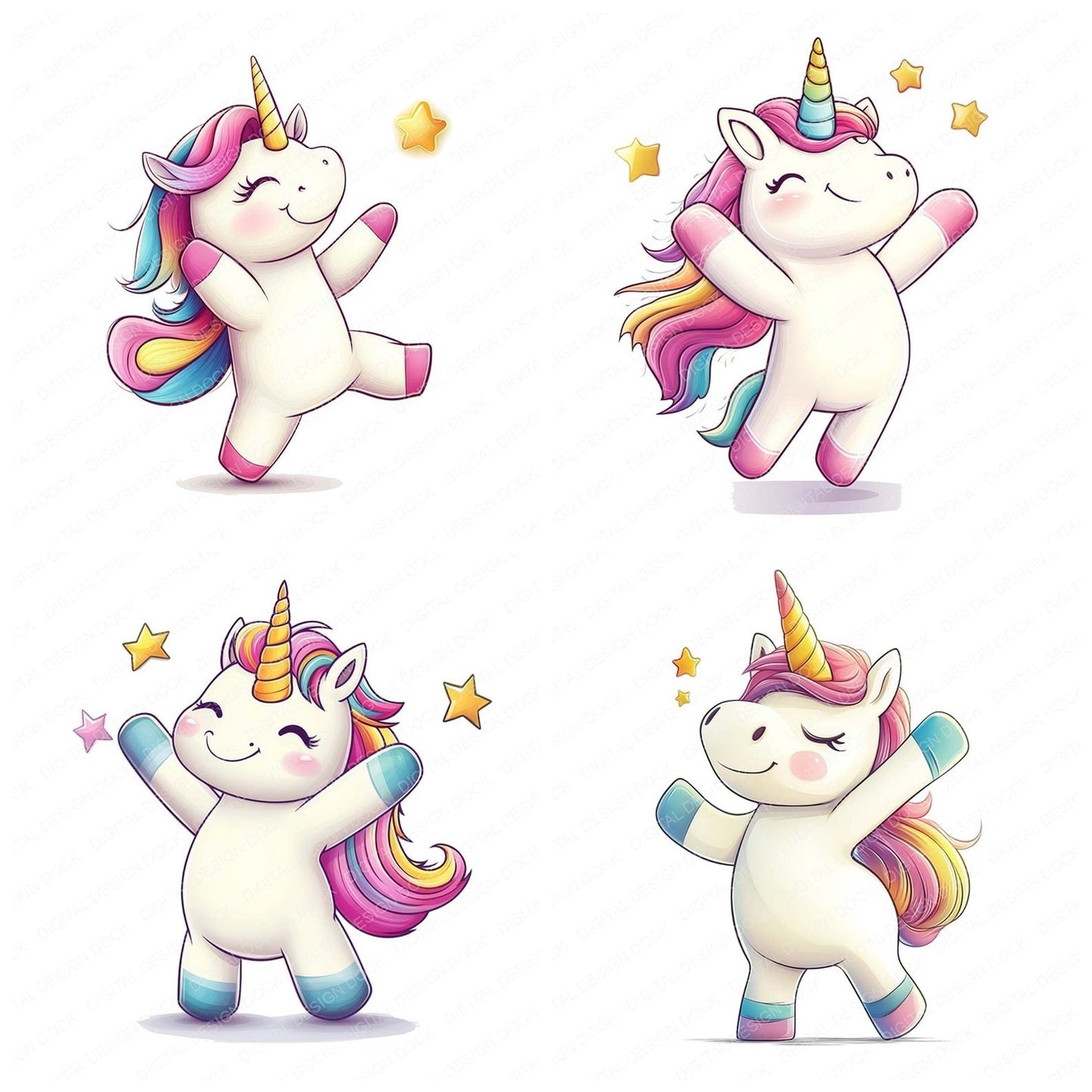 Dancing Unicorn Clipart Set (DDD005090)