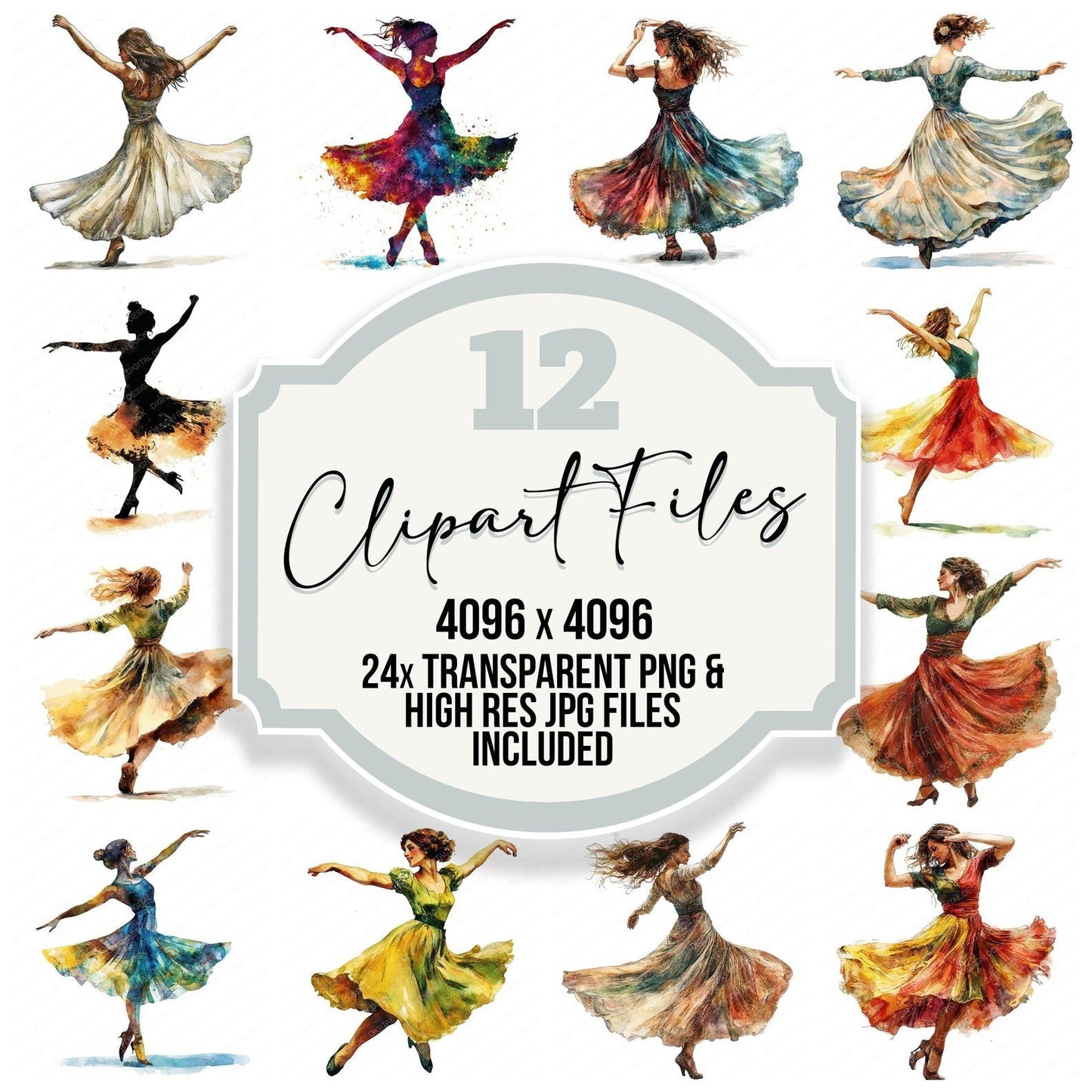 Dancing Woman Clipart Set (DDD005092)