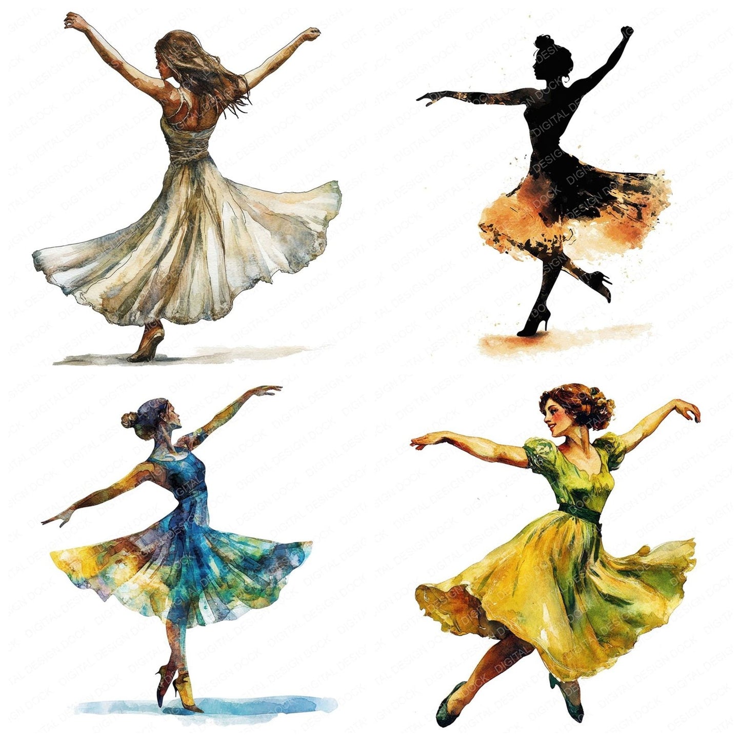 Dancing Woman Clipart Set (DDD005092)