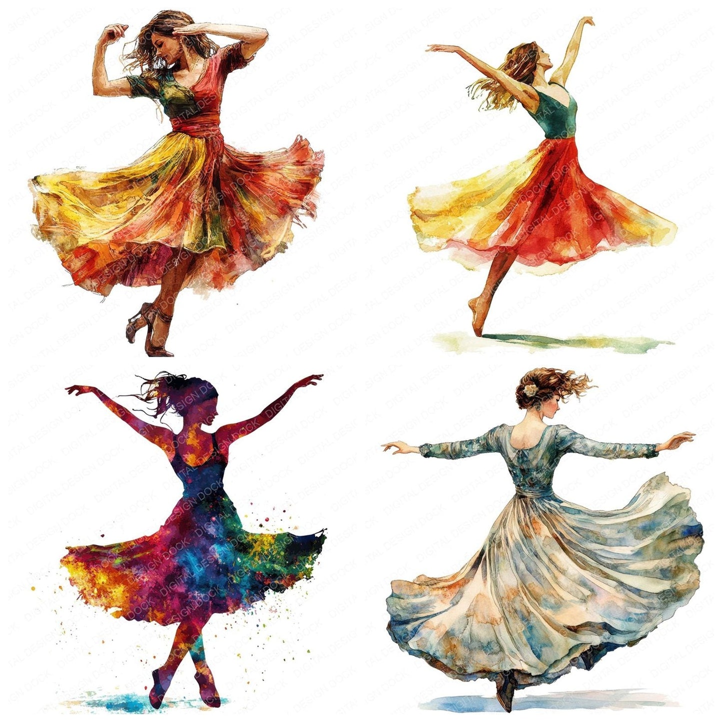 Dancing Woman Clipart Set (DDD005092)