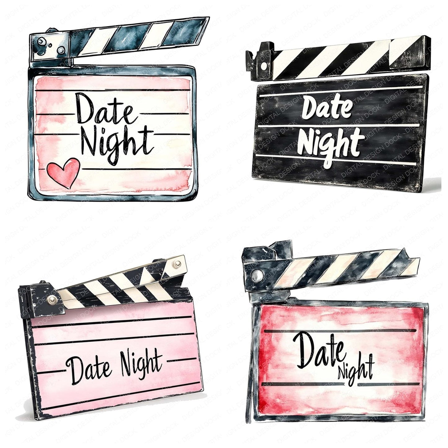 Date Night Film Clapperboard Clipart Set (DDD005094)