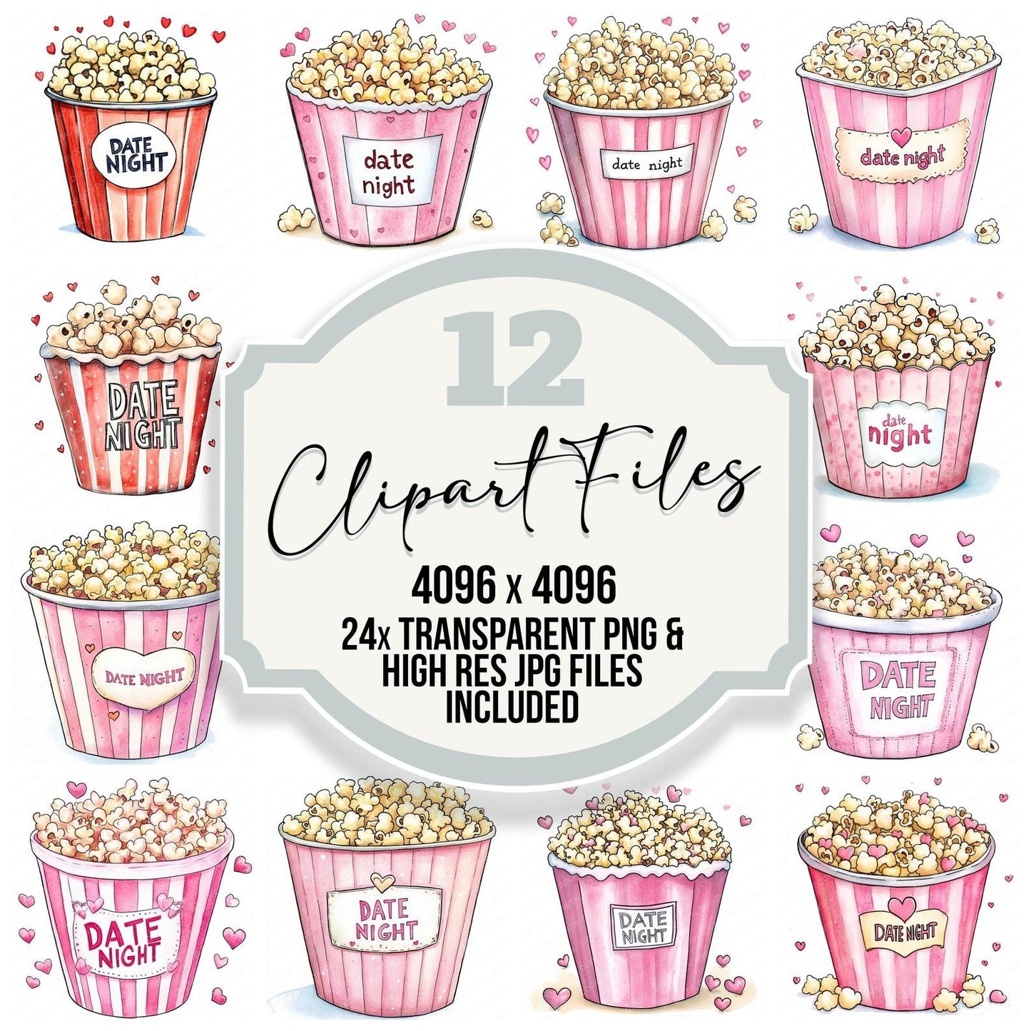 Date Night Popcorn Clipart Set (DDD005095)