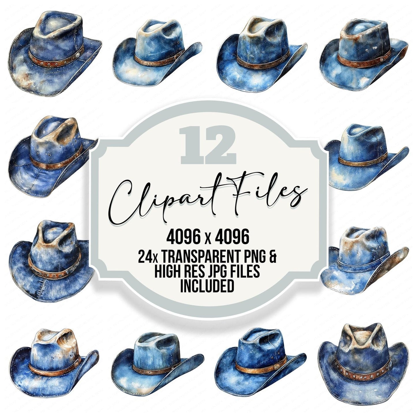 Denim Cowboy Hat Clipart Set (DDD005115)