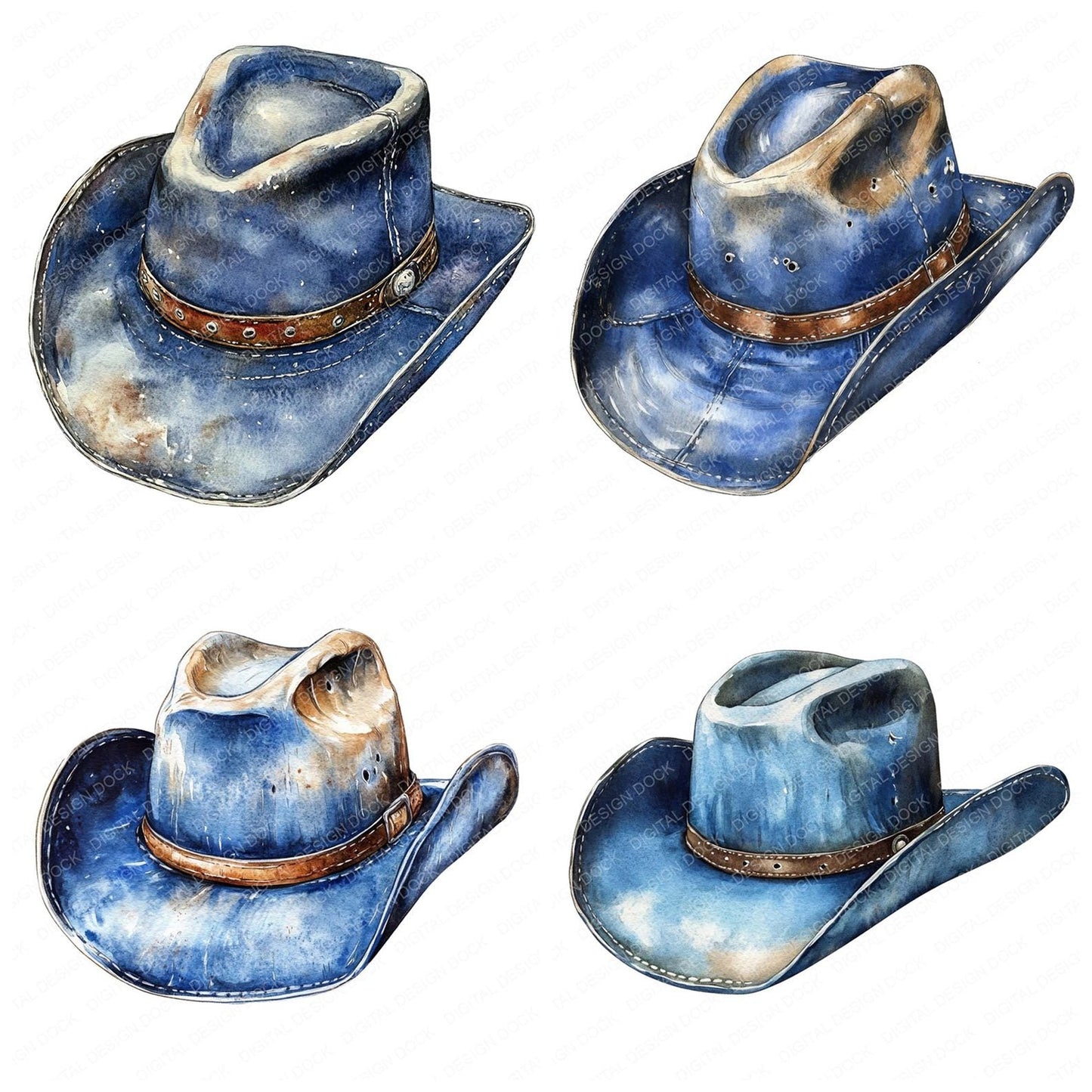 Denim Cowboy Hat Clipart Set (DDD005115)