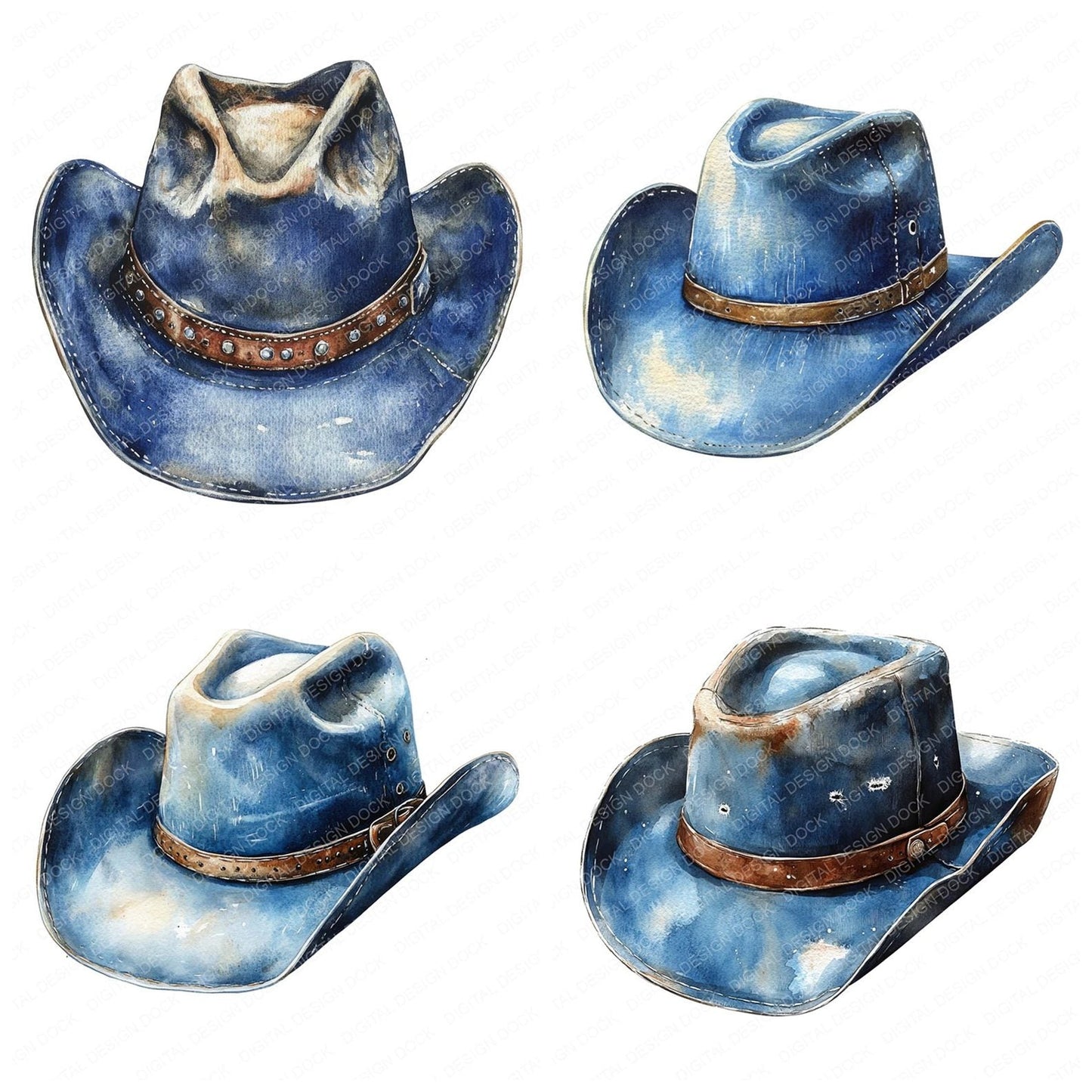 Denim Cowboy Hat Clipart Set (DDD005115)
