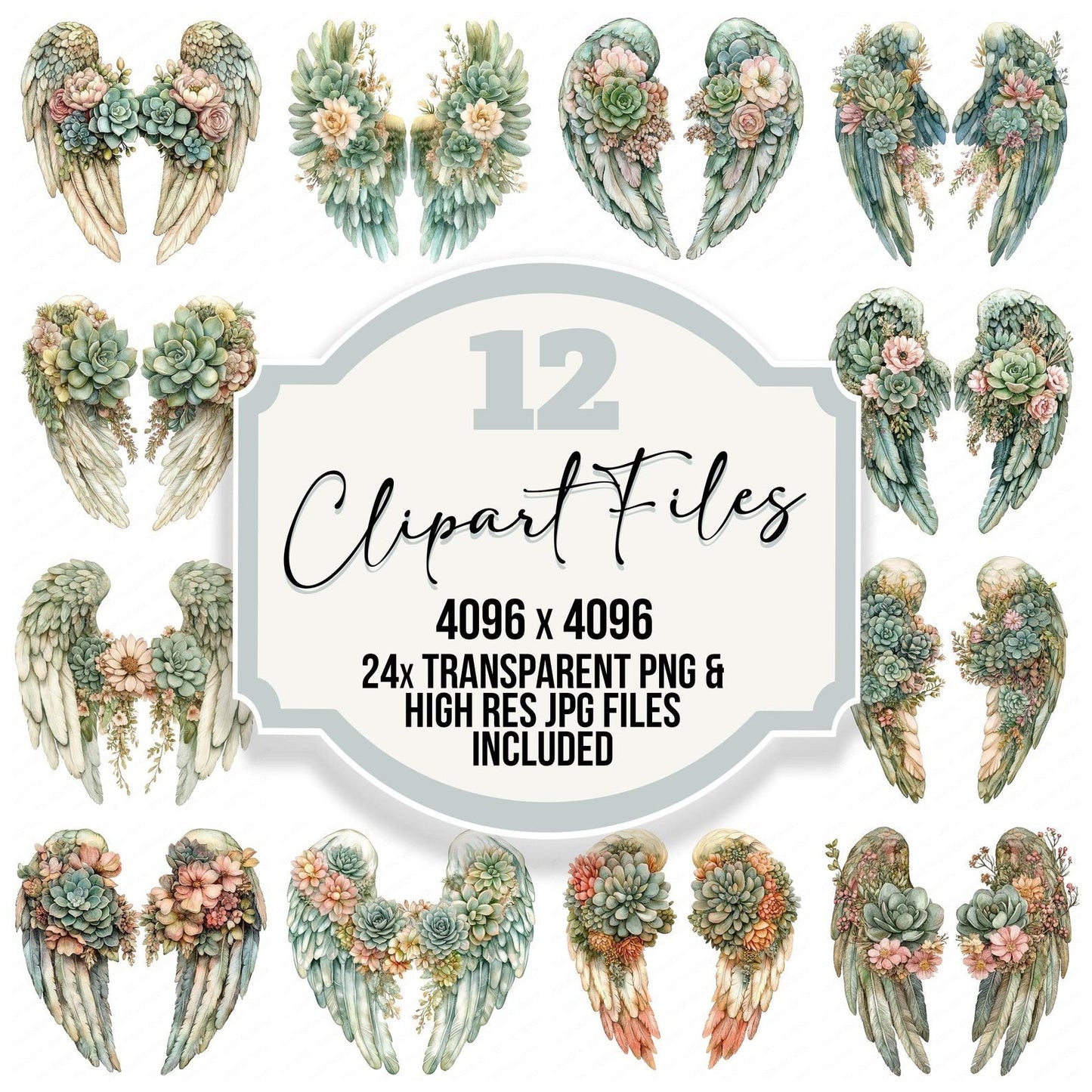 Desert Bloom Angel Wings Clipart Set (DDD005116)