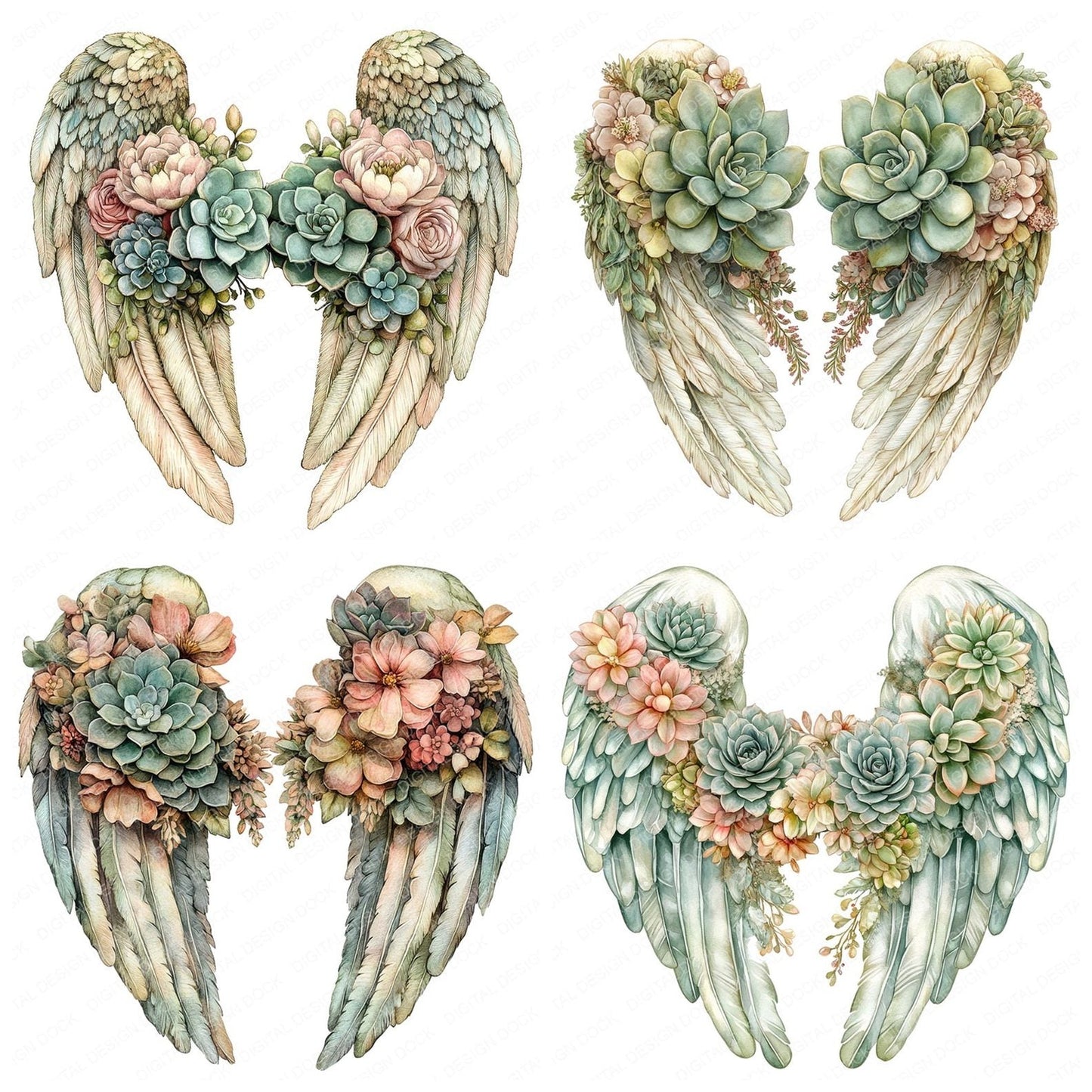 Desert Bloom Angel Wings Clipart Set (DDD005116)