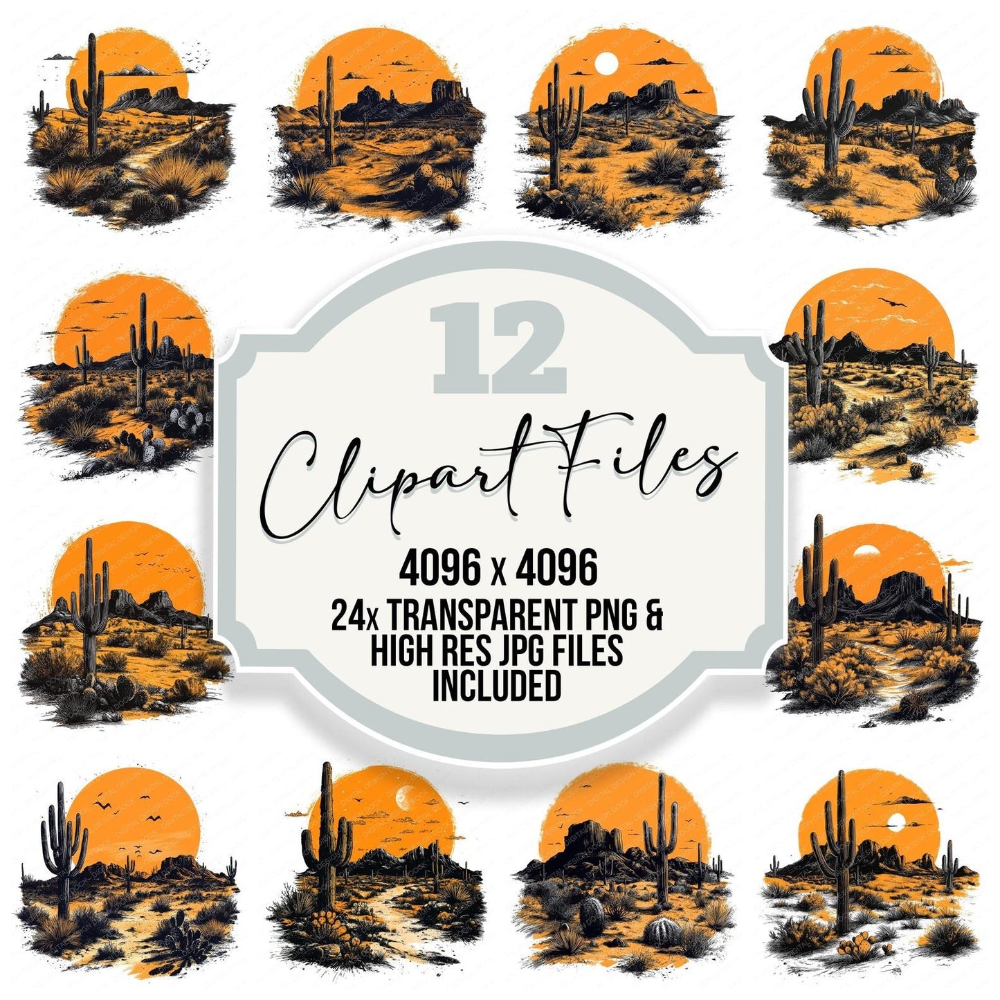 Desert Sunset Scene Clipart Set (DDD005120)
