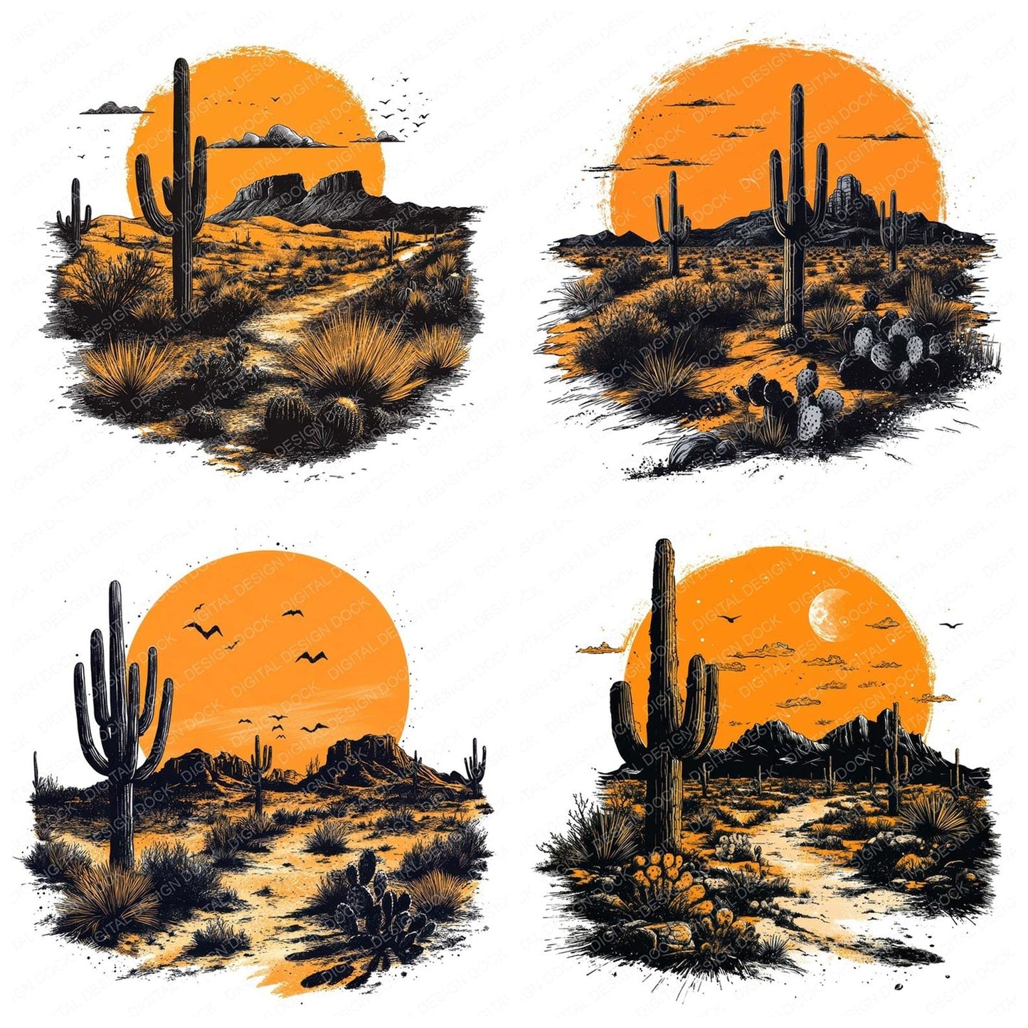 Desert Sunset Scene Clipart Set (DDD005120)