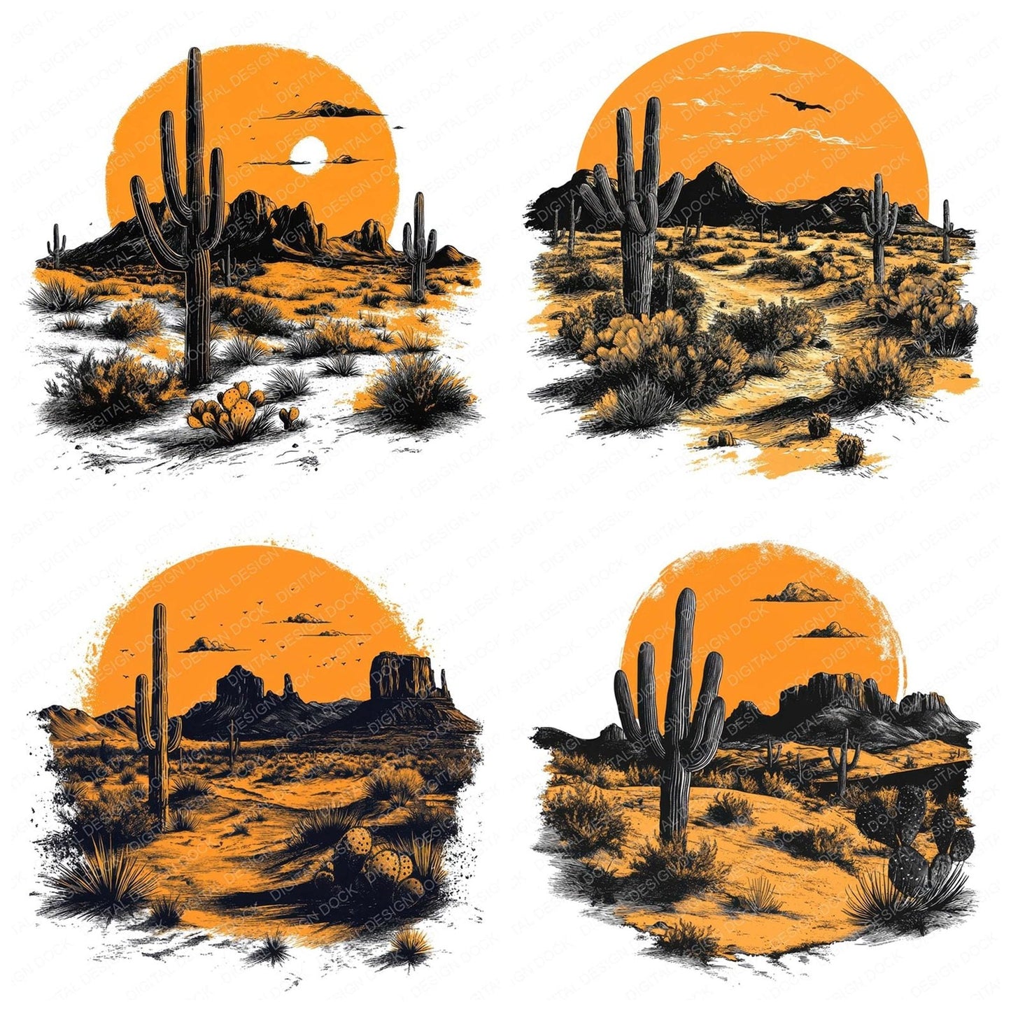 Desert Sunset Scene Clipart Set (DDD005120)