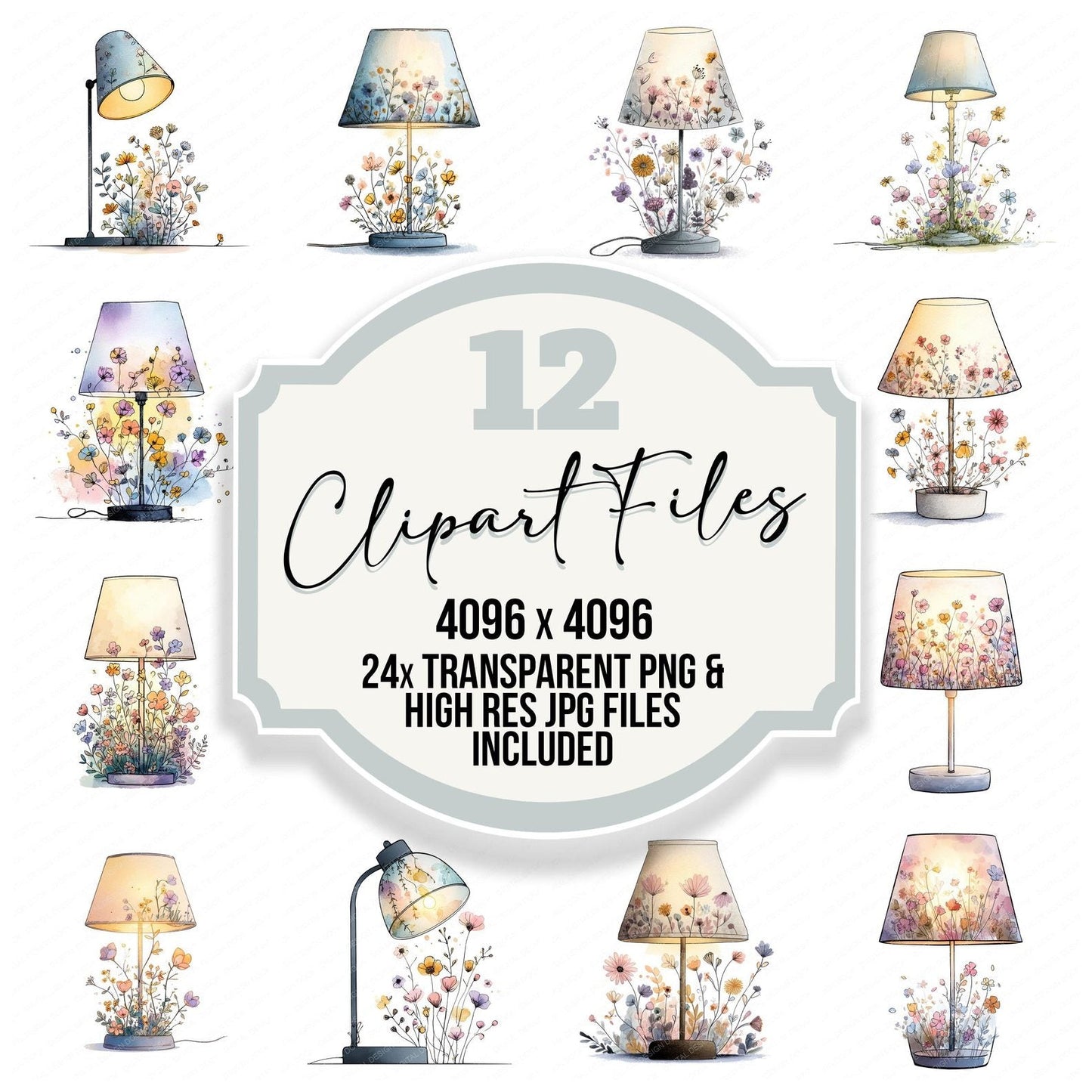 Desk Lamp Wildflowers Clipart Set (DDD005121)