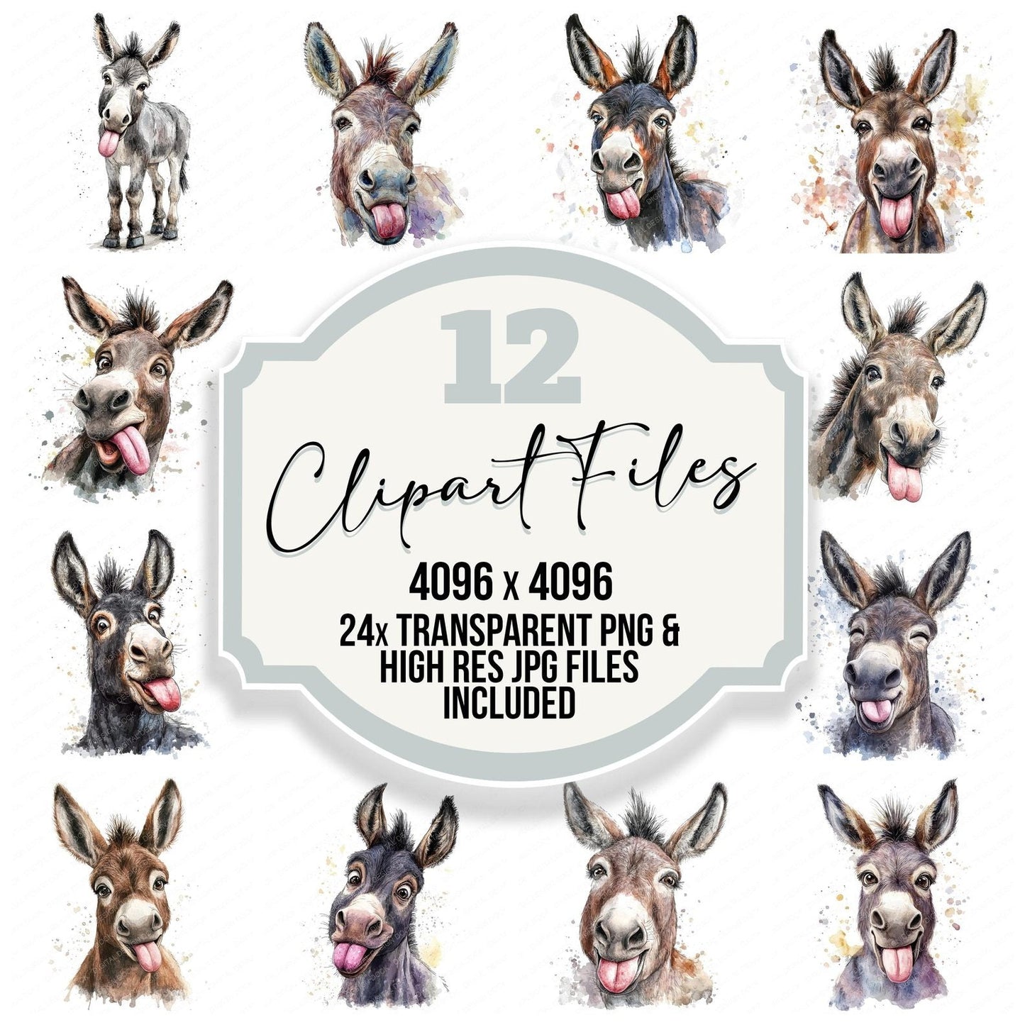Donkey Tongue Out Clipart Set (DDD005123)