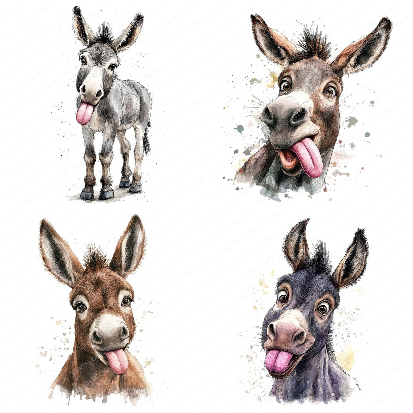 Donkey Tongue Out Clipart Set (DDD005123)