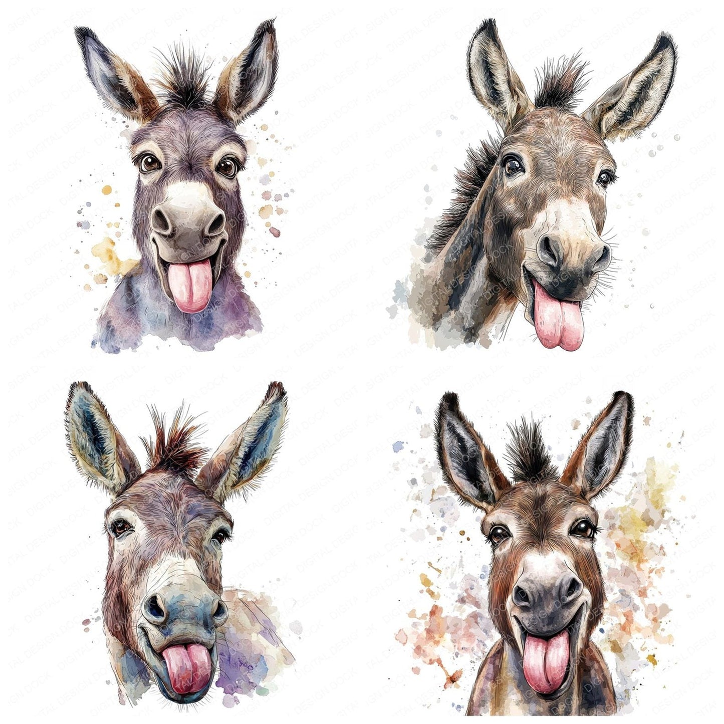 Donkey Tongue Out Clipart Set (DDD005123)