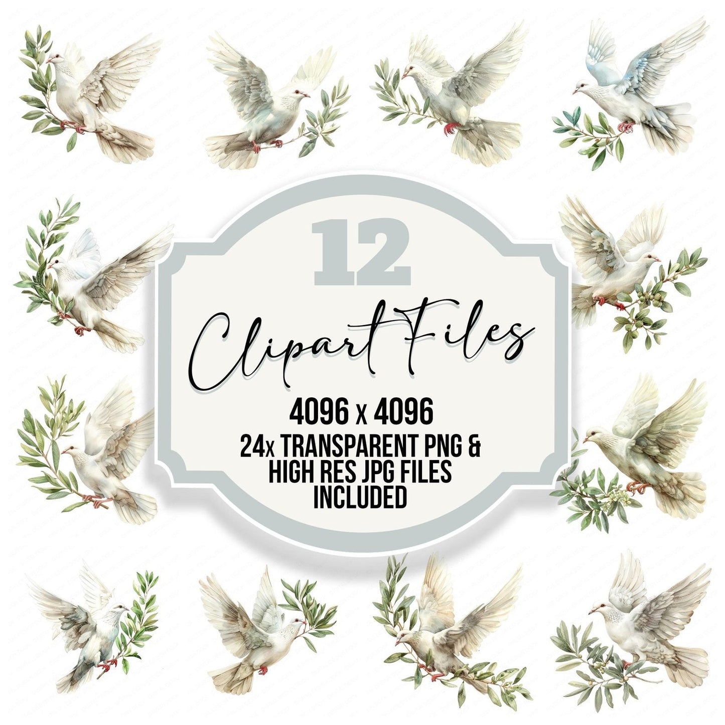Dove Olive Branch Peace Clipart Set (DDD005126)