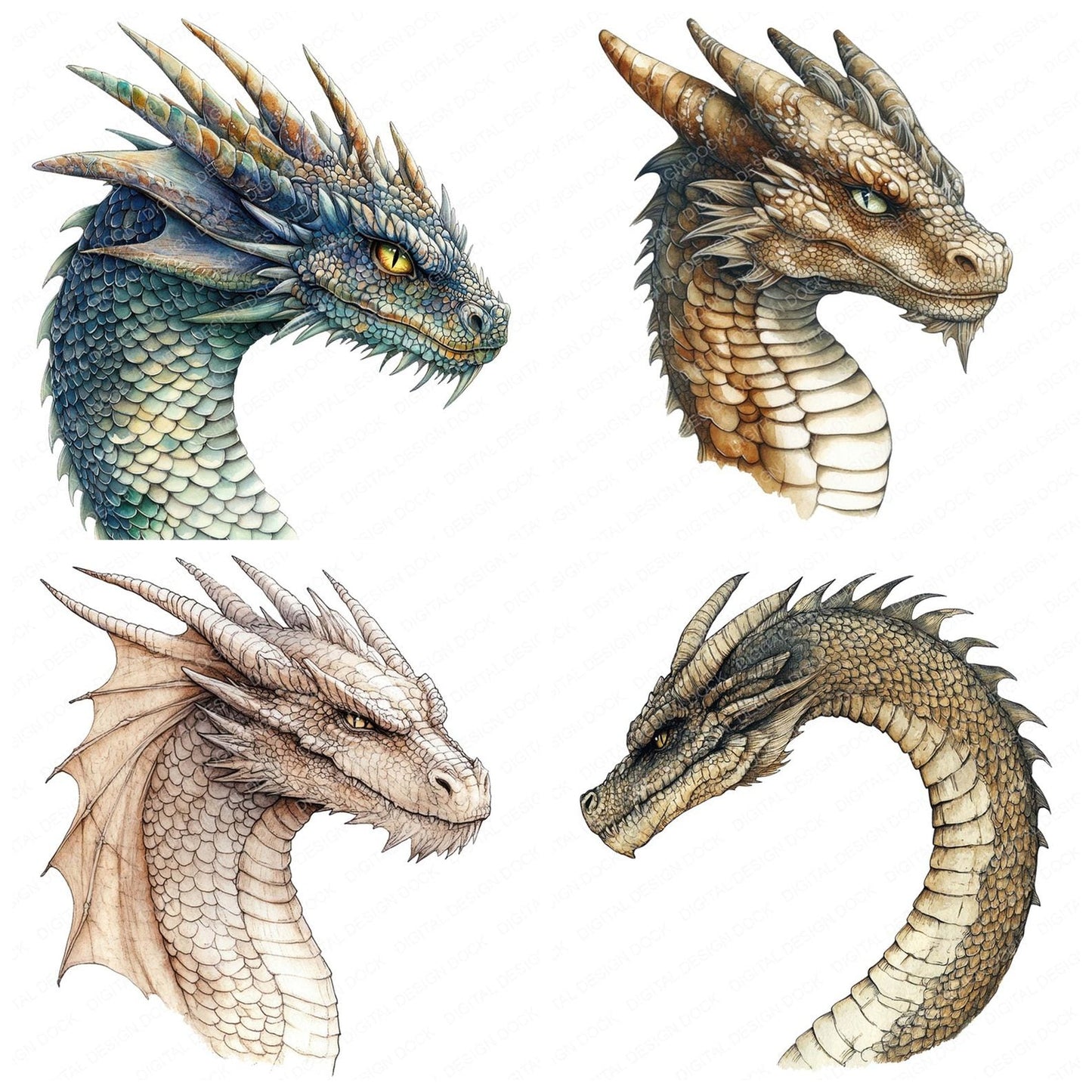 Dragon Profile Clipart Set (DDD005127)