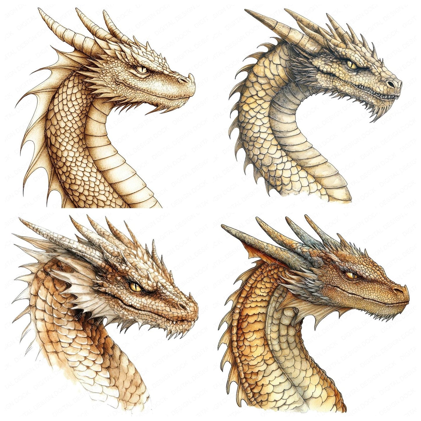 Dragon Profile Clipart Set (DDD005127)