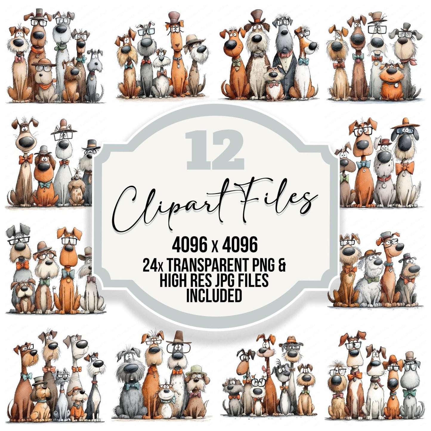 Dressed Up Quirky Dogs Clipart Set (DDD005131)