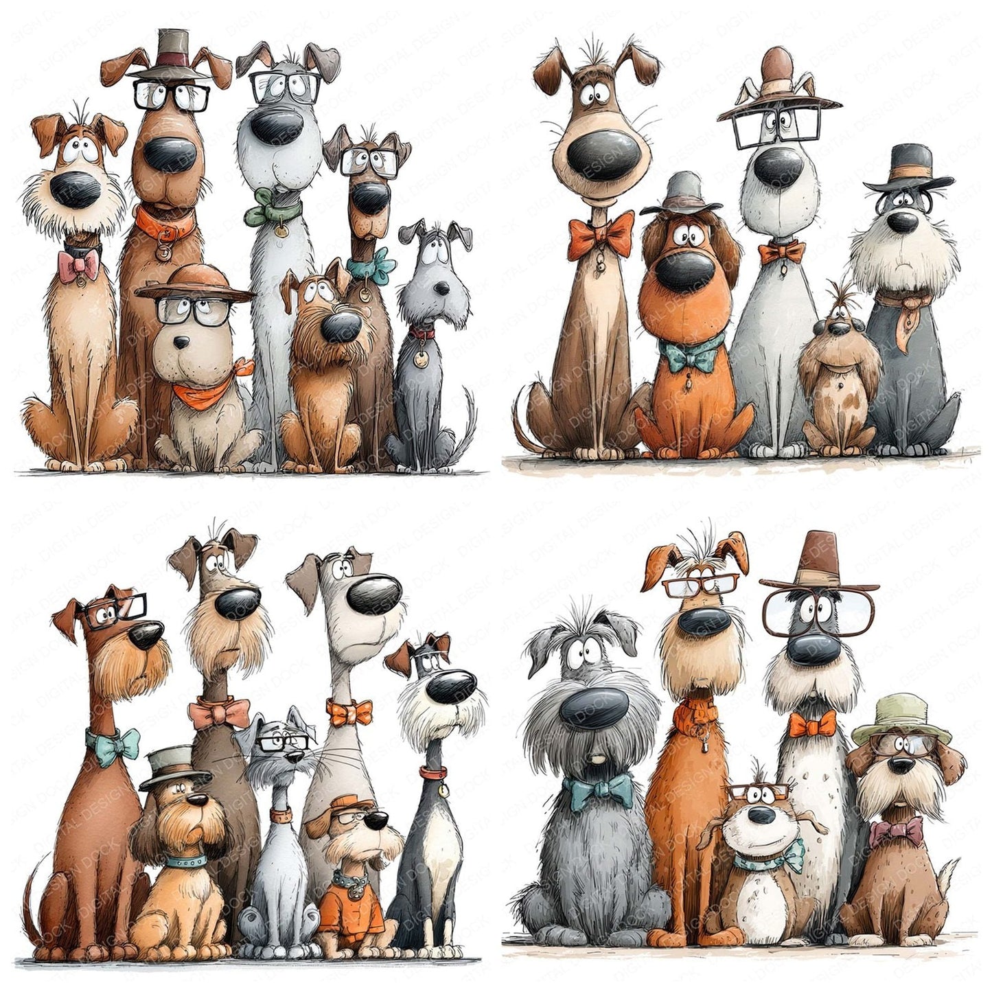Dressed Up Quirky Dogs Clipart Set (DDD005131)