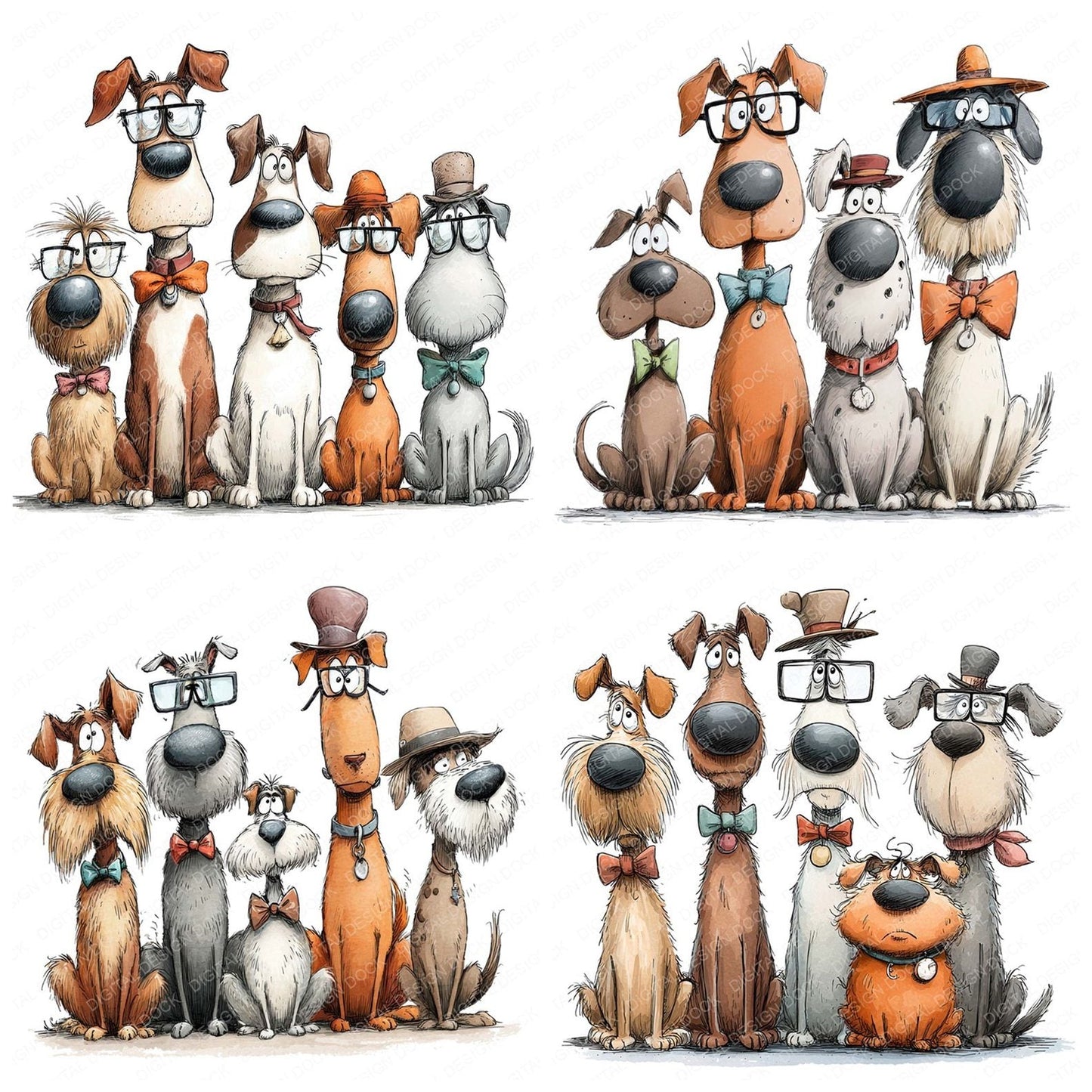 Dressed Up Quirky Dogs Clipart Set (DDD005131)