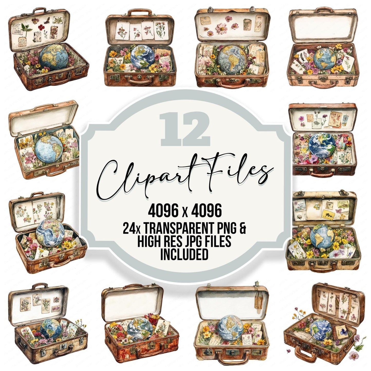 Earth in Vintage Suitcase Clipart Set (DDD005144)