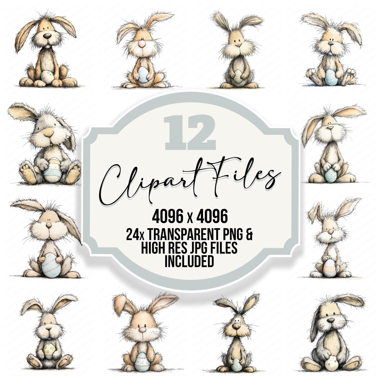Easter Bunny Egg Clipart Set (DDD005151)