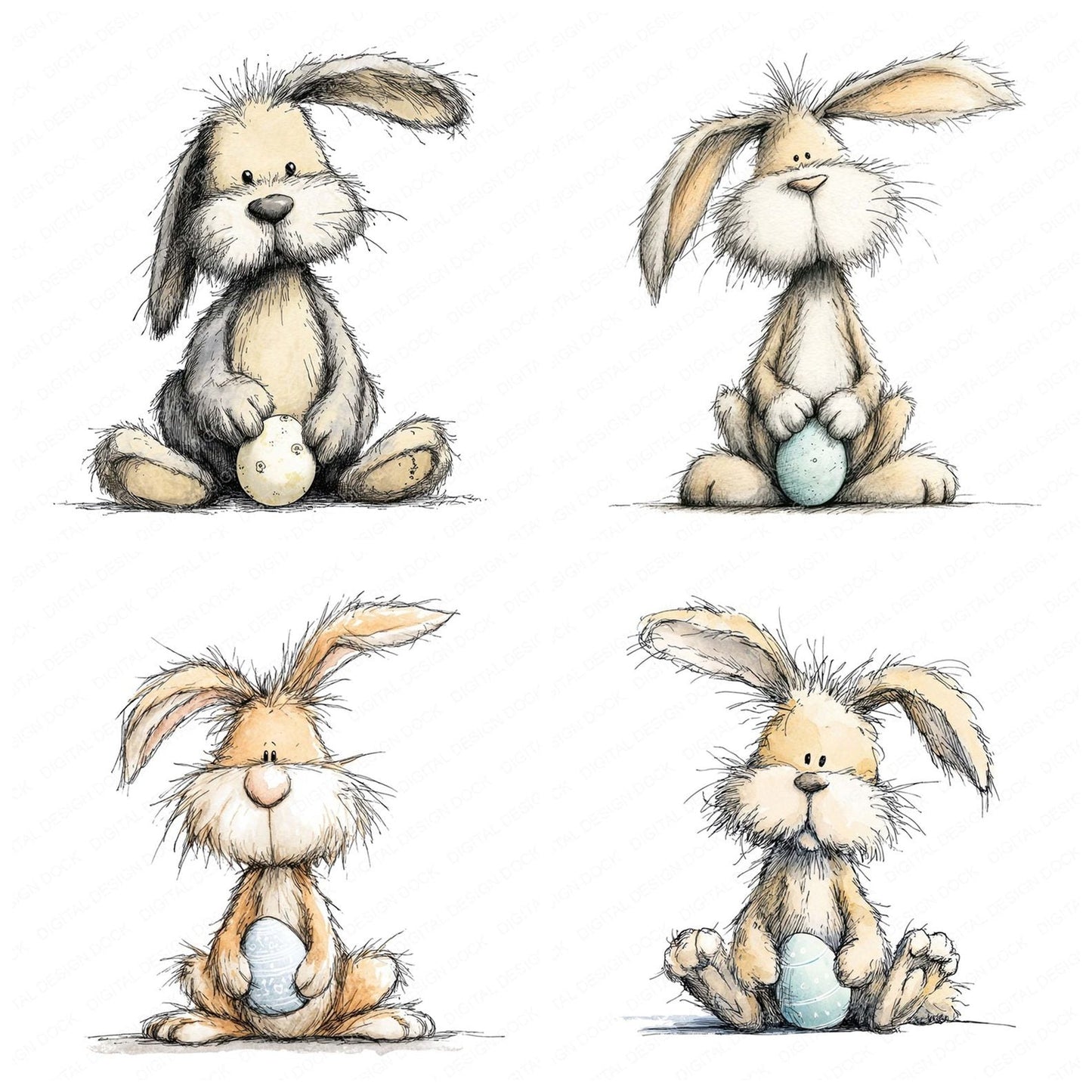 Easter Bunny Egg Clipart Set (DDD005151)