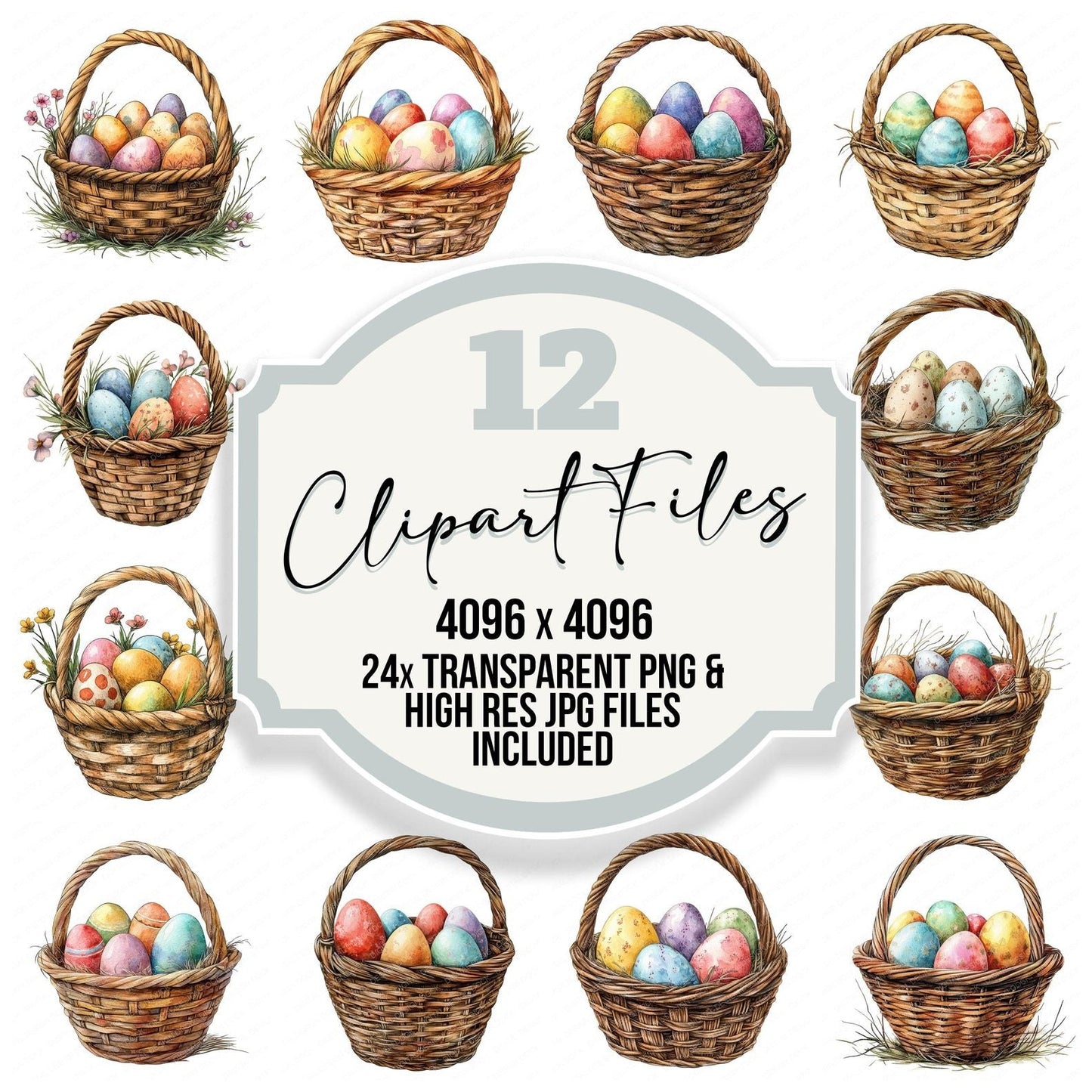 Easter Egg Basket Clipart Set (DDD005153)